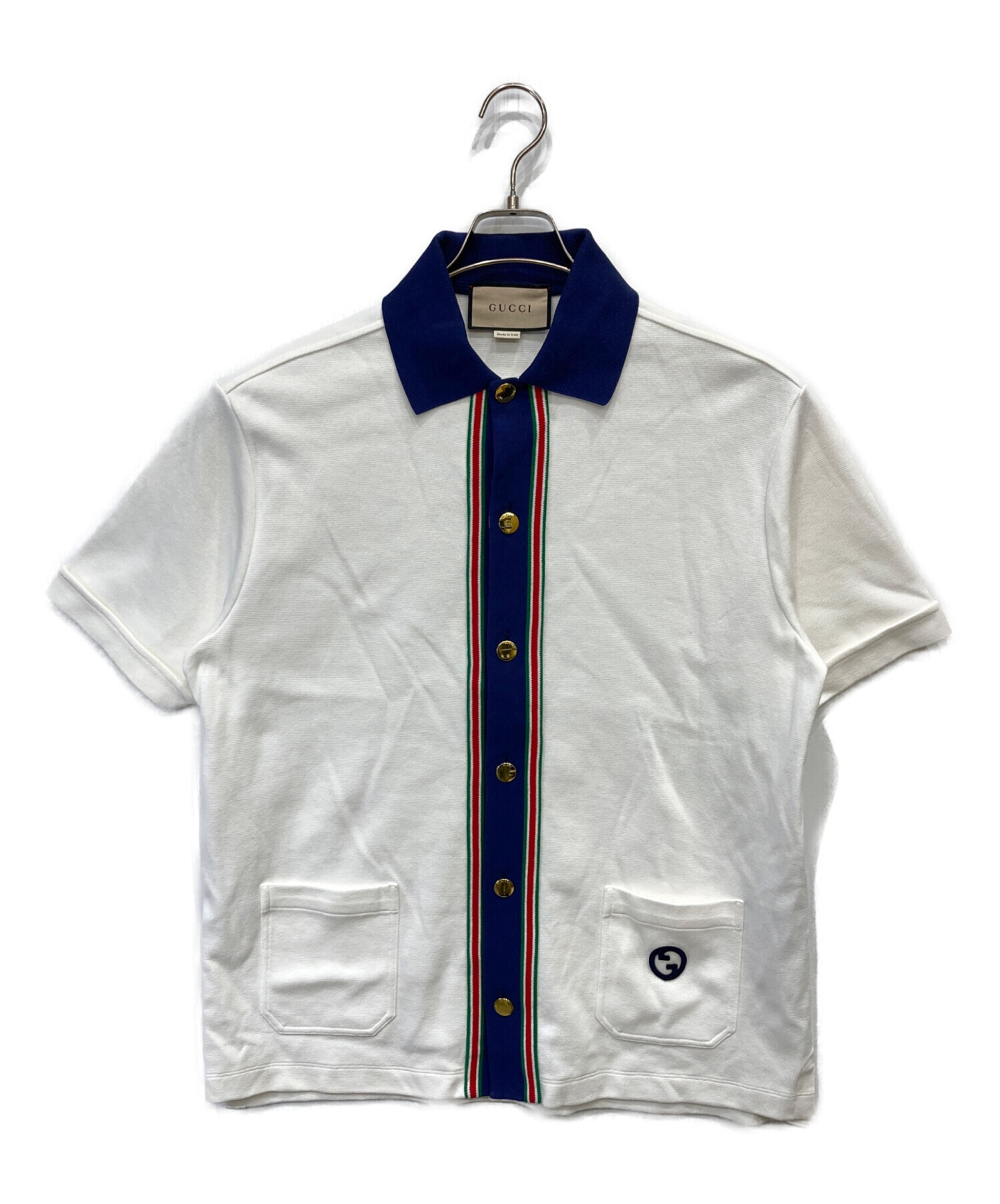 GUCCI（グッチ） ヴィンテージ 幾何学模様 メンズ　半袖シャツ Sサイズ 中古・古着通販】GUCCI (グッチ) 半袖シャツ ホワイト サイズ:M