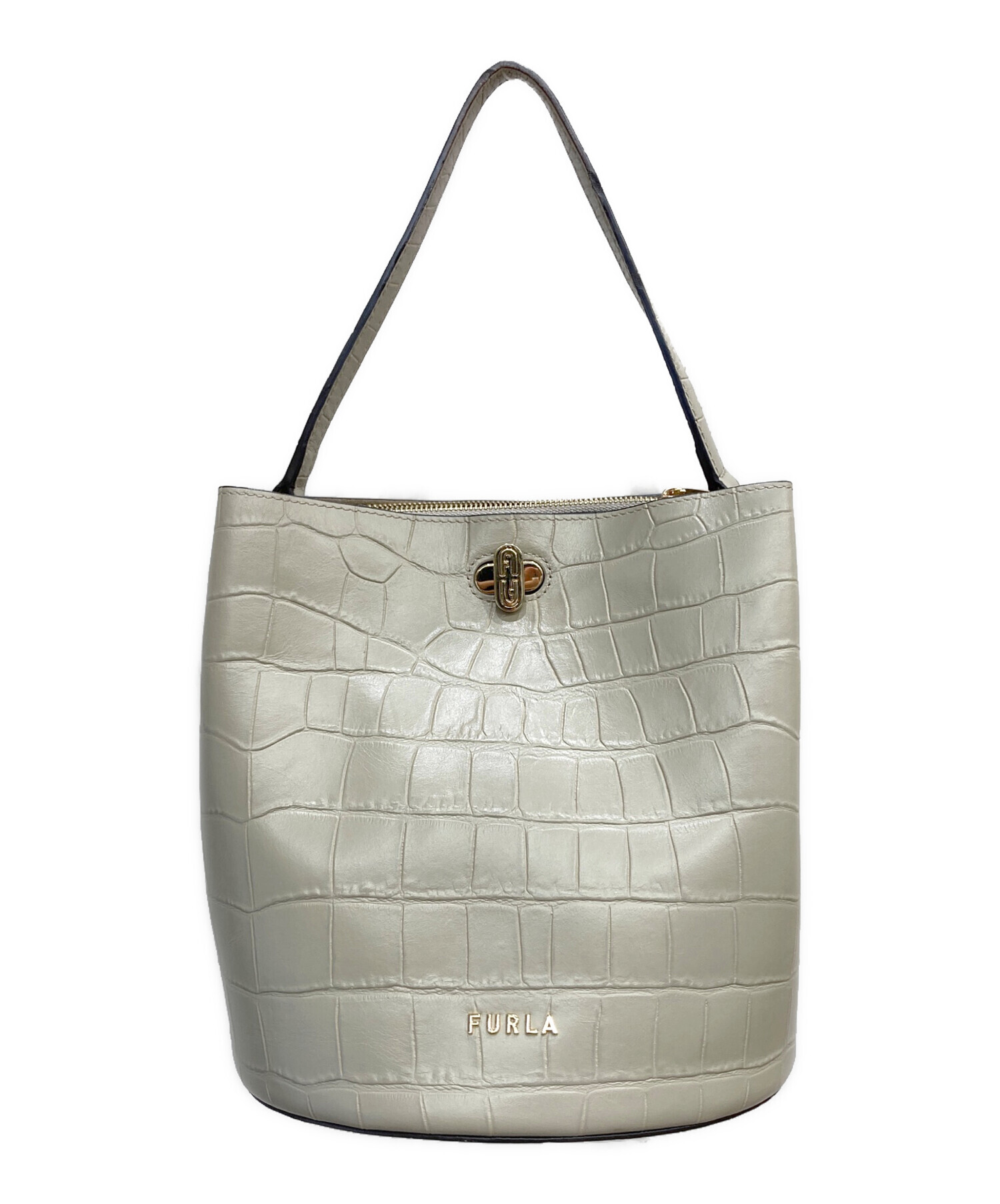 〔美品・未使用〕FURLA 高級レザーバッグ クロコダイル型押し アイボリー 楽天市場】【中古】【バッグ】FURLA フルラ 型押しクロコダイル