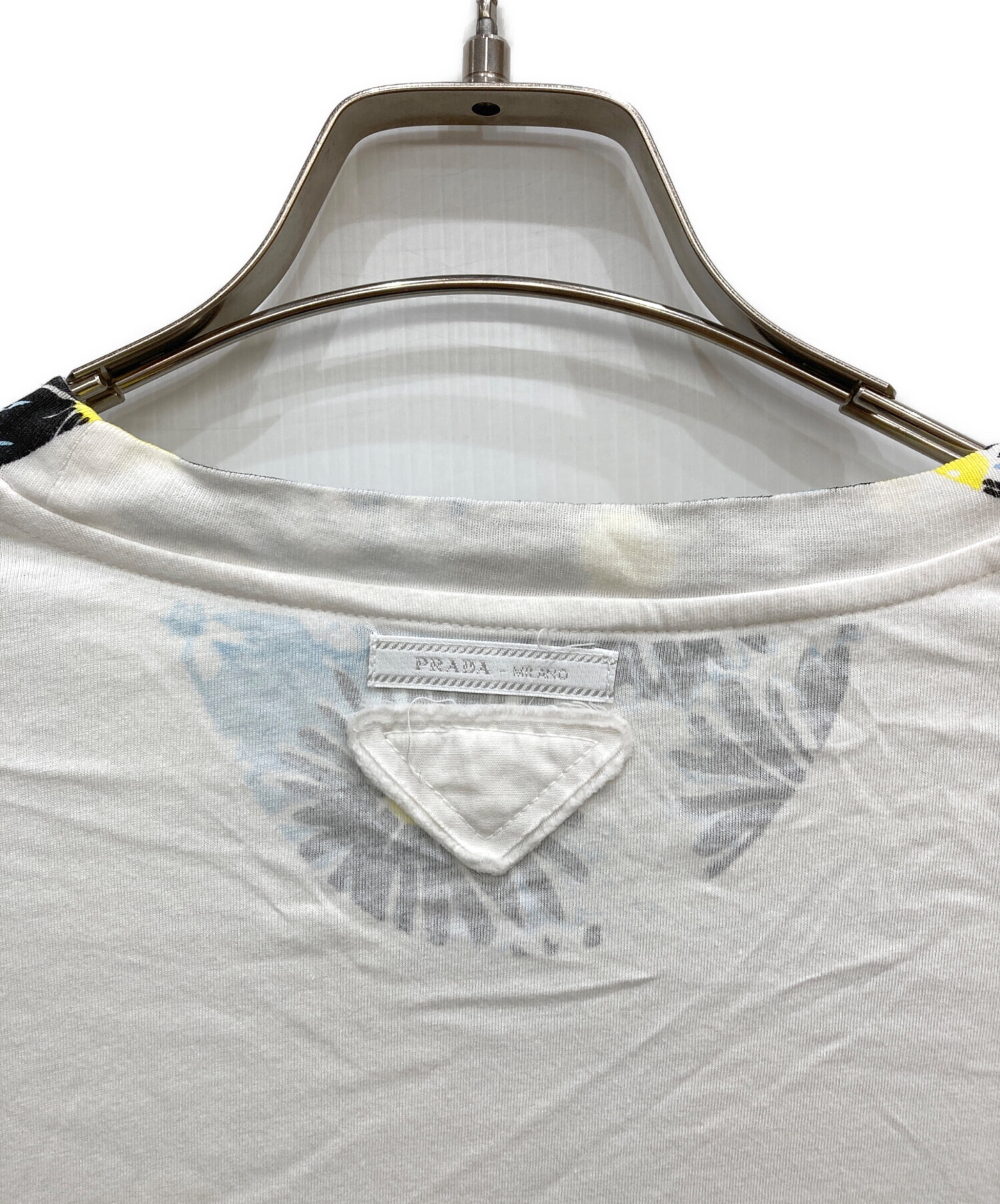 中古・古着通販】PRADA (プラダ) 花柄切替しTシャツ ホワイト サイズ:M