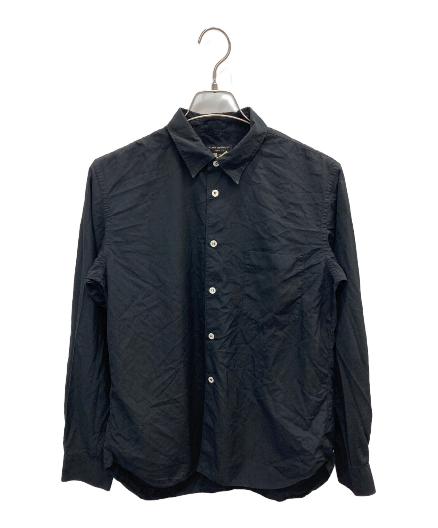 コムデギャルソンオムプリュス ロングシャツ ポリ縮絨 ブラック S コムデギャルソンオムプリュス ロングシャツ ポリ縮絨 ブラック S