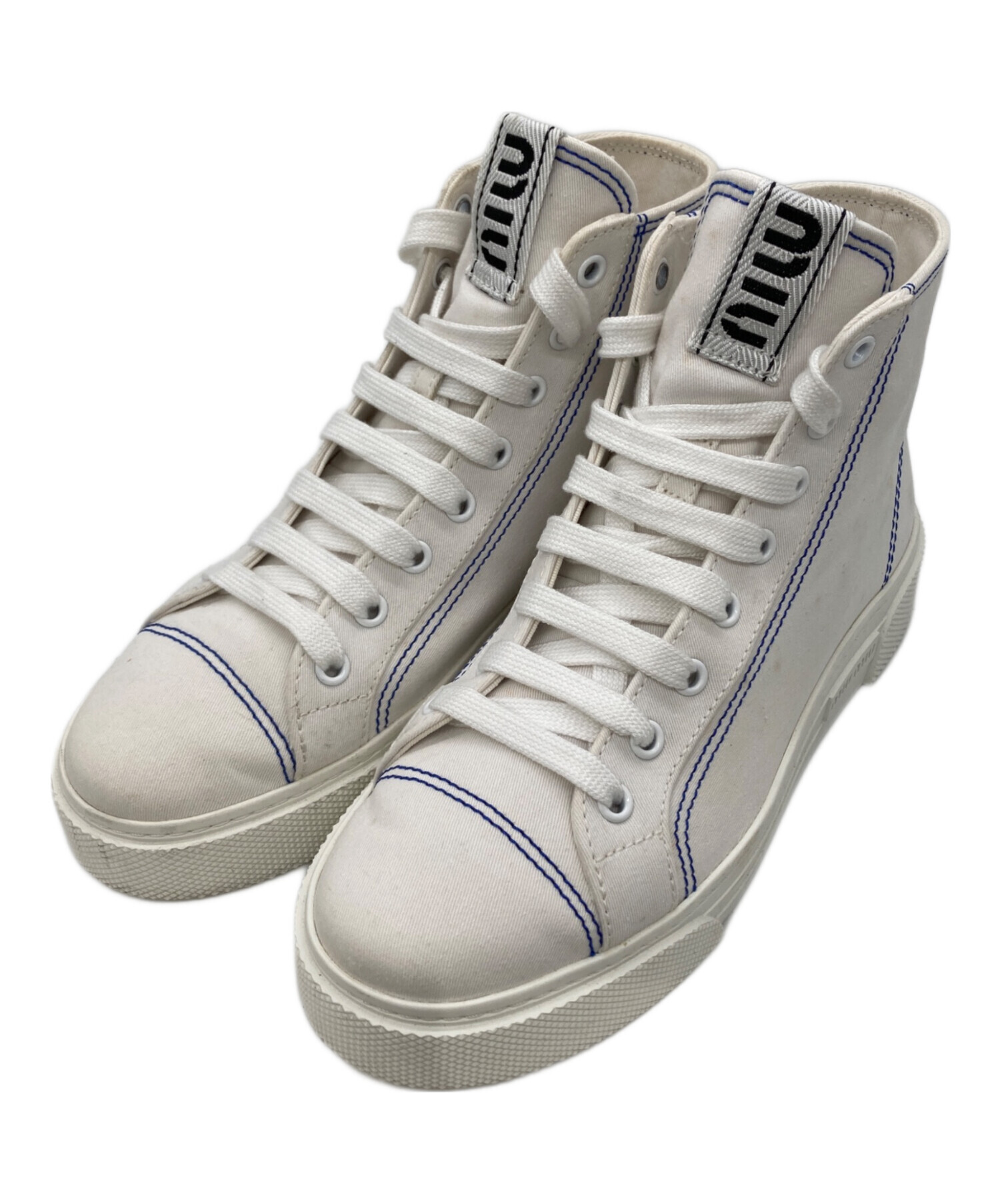 ミュウミュウ　ハイカットスニーカー 中古・古着通販】MIU MIU (ミュウミュウ) キャンバスハイカット
