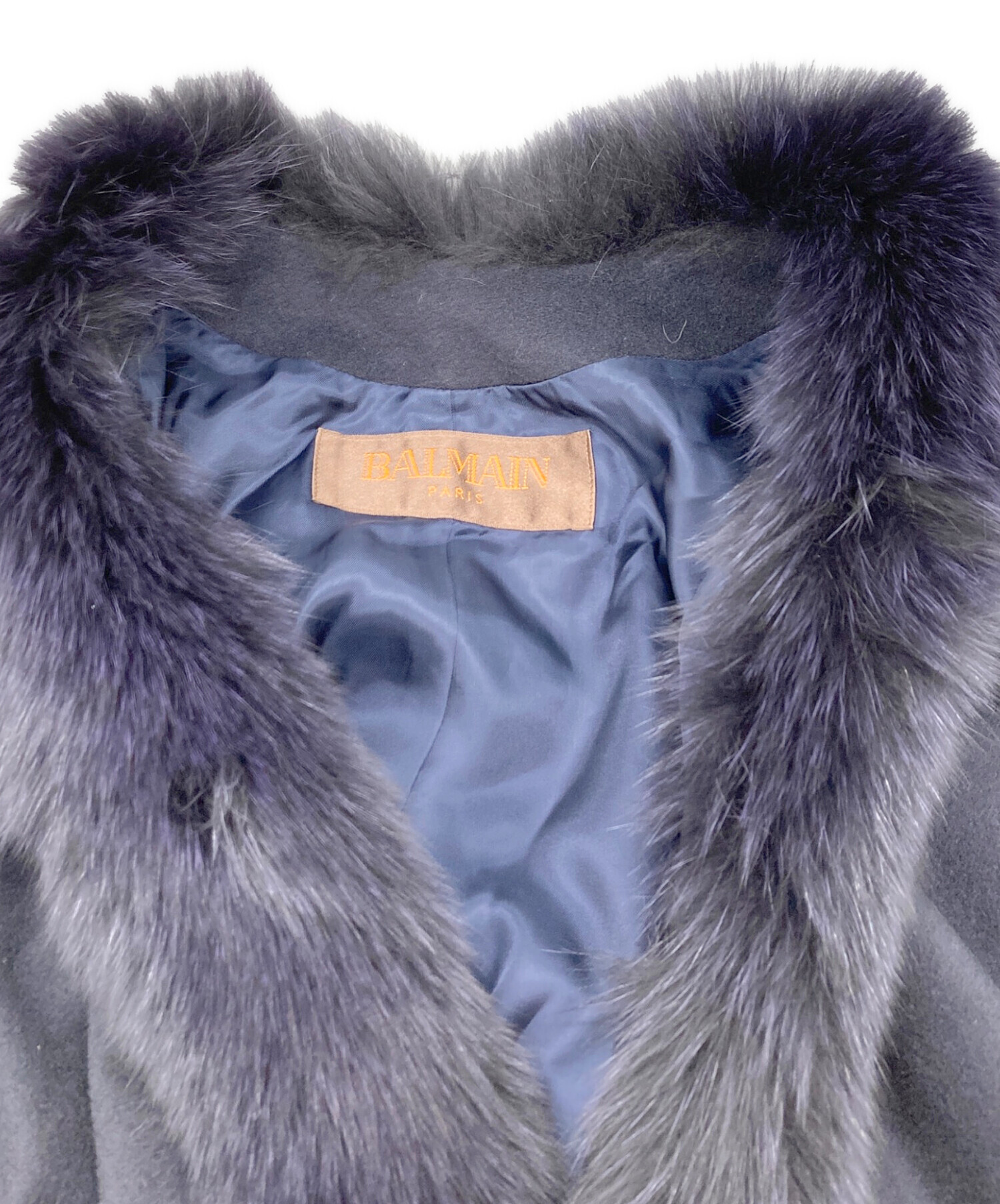 中古・古着通販】BALMAIN (バルマン) カシミヤ100%ポンチョ ネイビー 