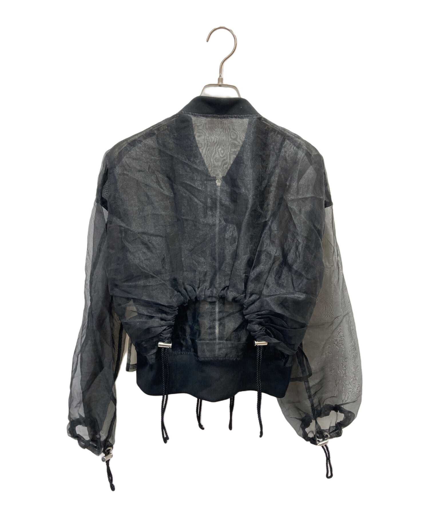 UN3D. アンスリード シアーライダース シアー ジャケット 黒 中古・古着通販】UN3D. (アンスリード) ギャザーオーガンジーブルゾン