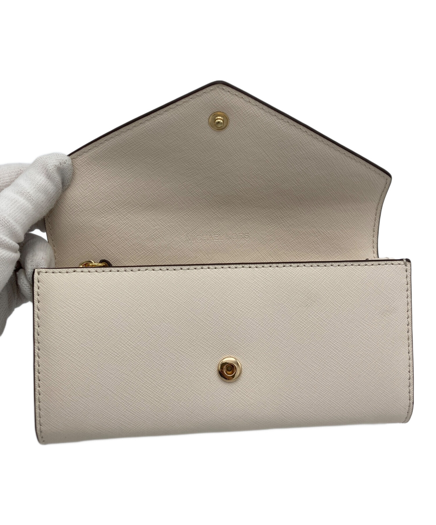 新品　マイケルコース　二つ折り財布　財布　アイボリー　レザー 中古・古着通販】MICHAEL KORS (マイケル・コース) 長財布 アイボリー