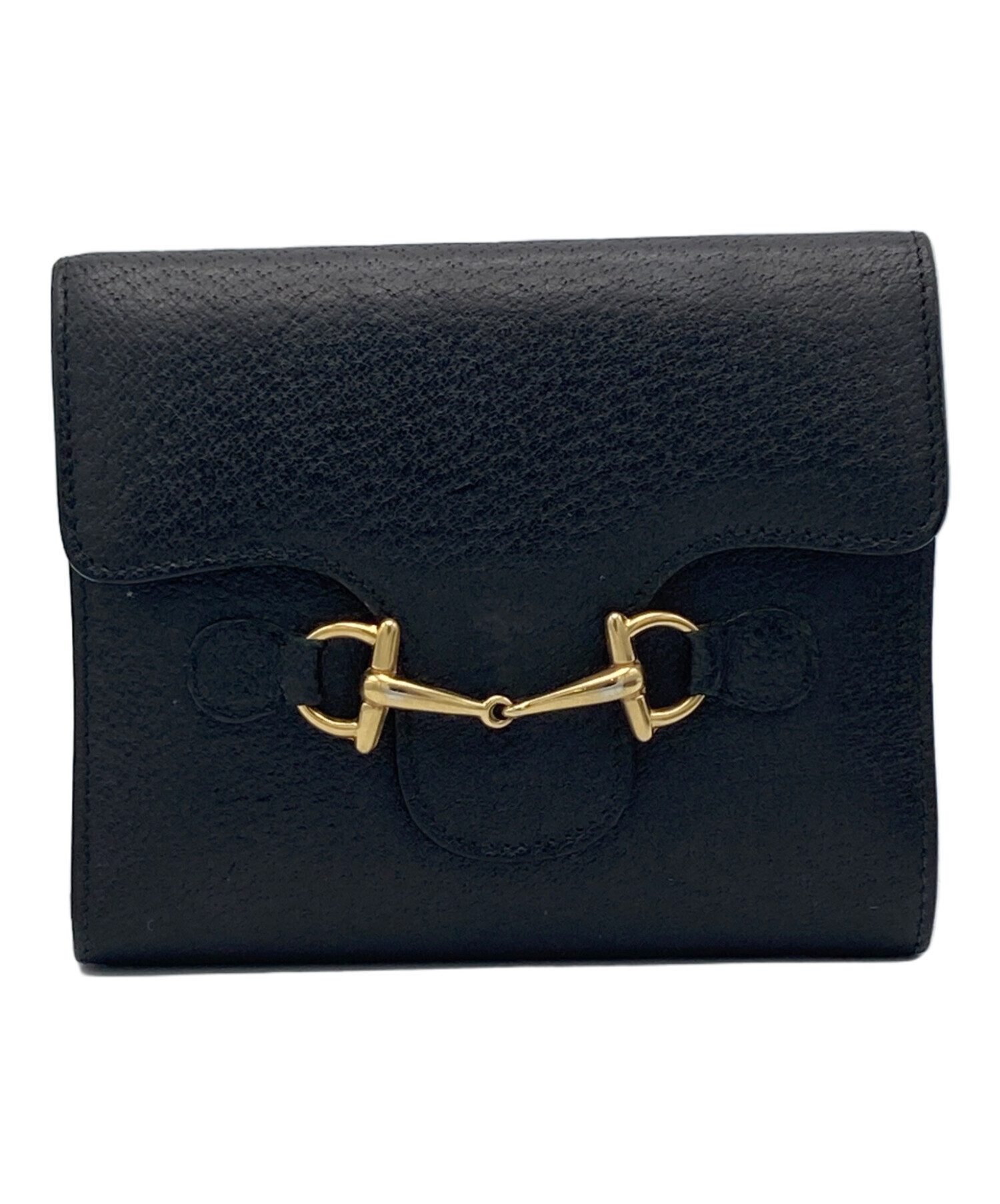 GUCCI グッチ 二つ折り財布 ホースビット レザー ブラック ユニセックス GUCCI グッチ 二つ折り財布 ホースビット レザー ブラック ユニセックス