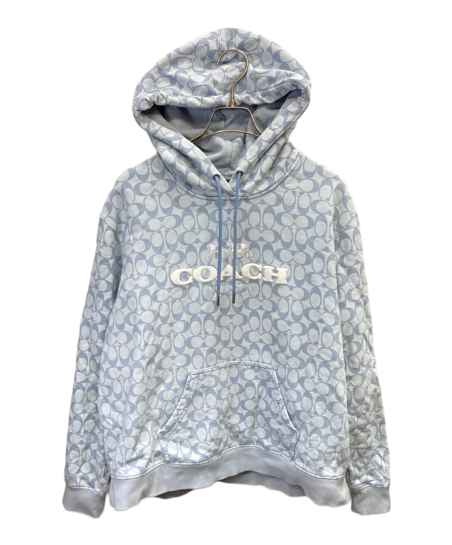 【未使用級】 COACH コーチ シグネチャー柄 パーカー フーディ 中古・古着通販】COACH (コーチ) シグネチャーロゴパーカー ブルー