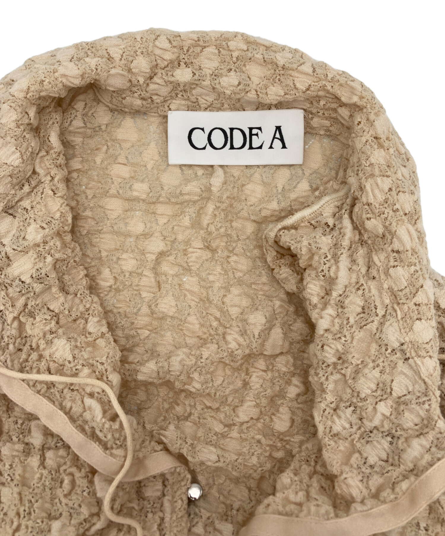 新品タグ付き★CODE A shrink lace blouse 中古・古着通販】CODE A (コードエー) shrink lace blouse（シュリンク
