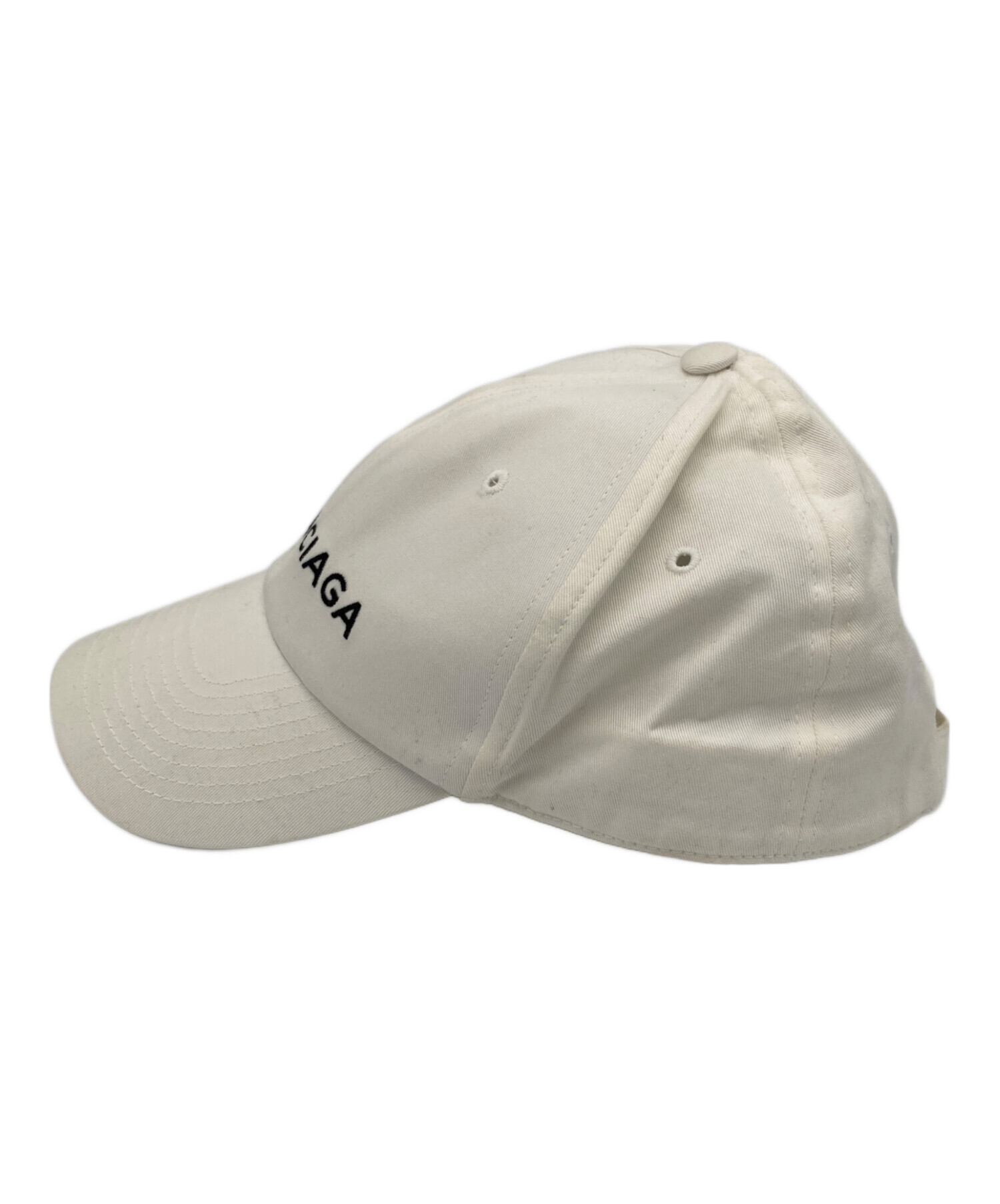 レア BALENCIAGA ベースボール キャップ ユニセックス ホワイト 中古・古着通販】BALENCIAGA (バレンシアガ) ロゴ刺繍ベースボール