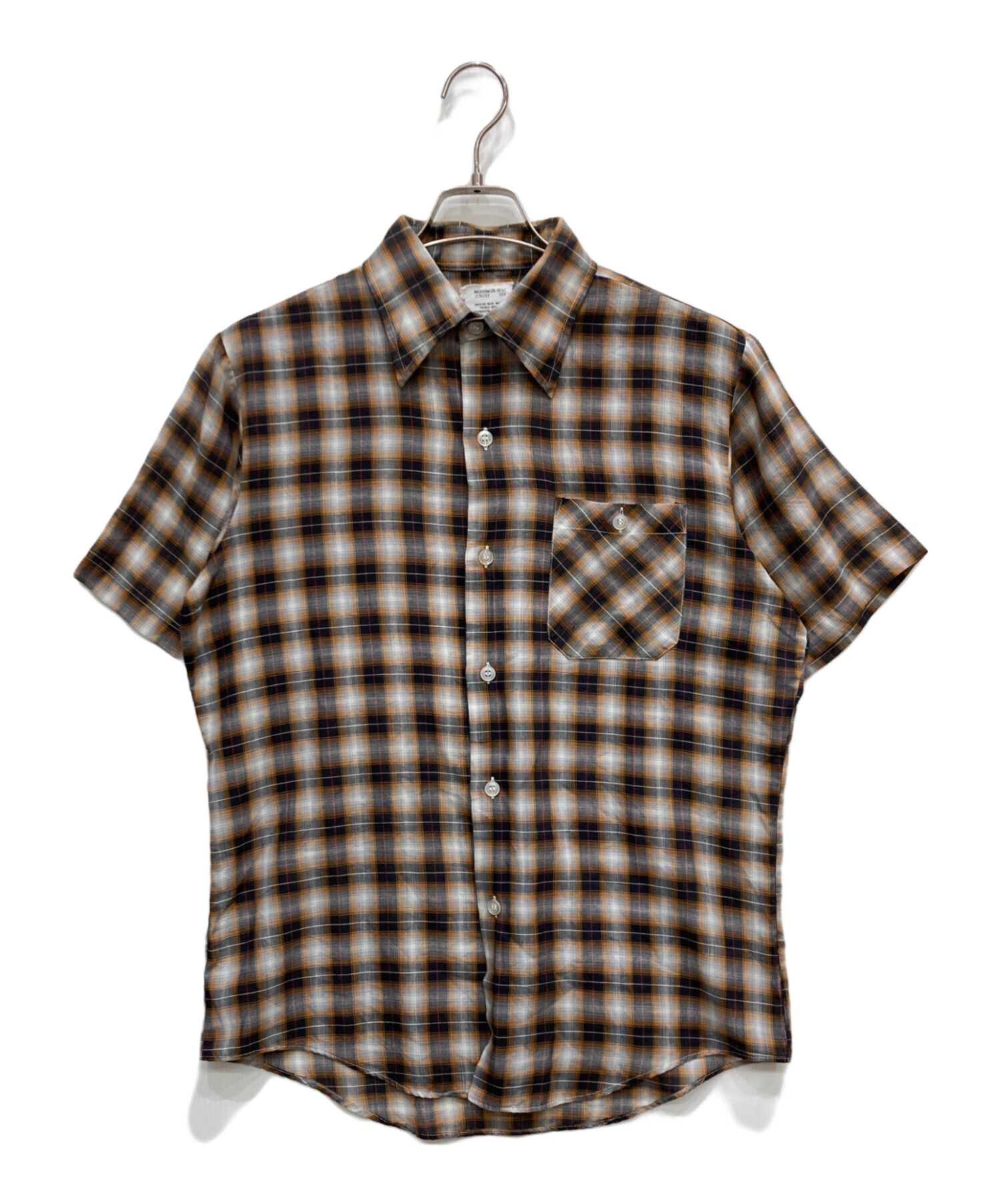 70s SEARS シアーズ　半袖　USA ビンテージ 中古・古着通販】Sears (シアーズ) 70s半袖チェックシャツ ブラウン