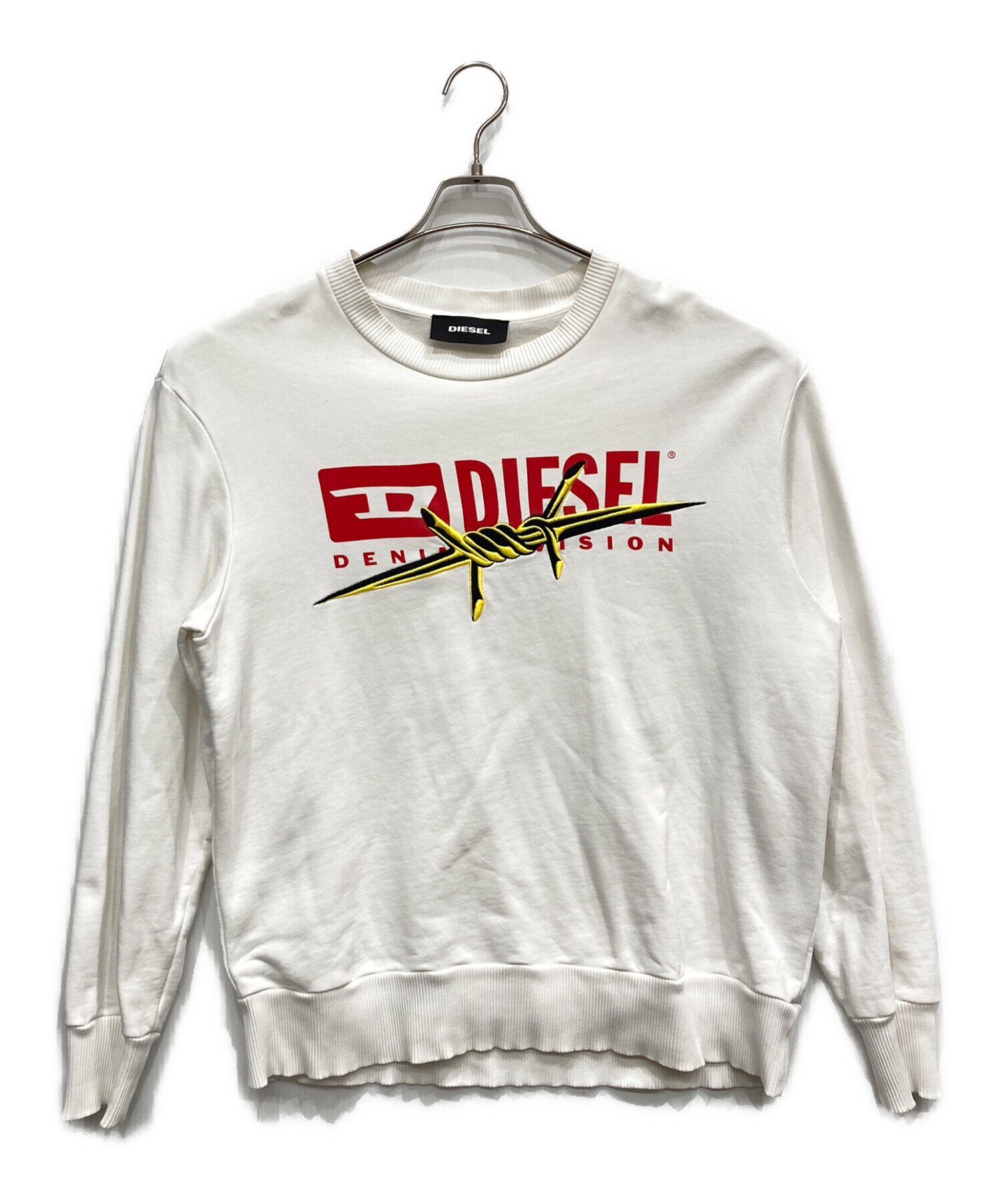 中古・古着通販】DIESEL (ディーゼル) ロゴトレーナー ホワイト サイズ