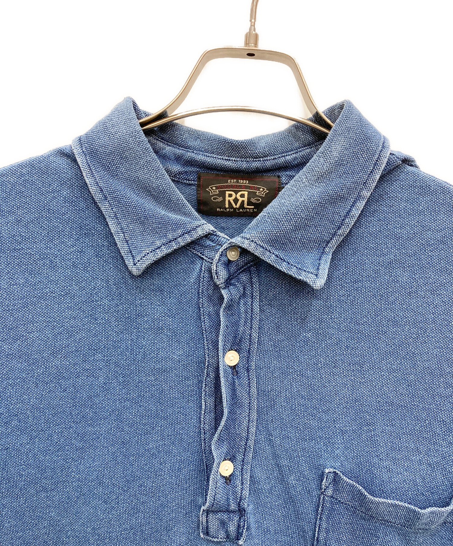 極美品 ダブルアールエル RRL インディゴ ポロシャツ ロゴ刺繍 貴重表記M 極美品 ダブルアールエル RRL インディゴ ポロシャツ ロゴ刺繍 貴重