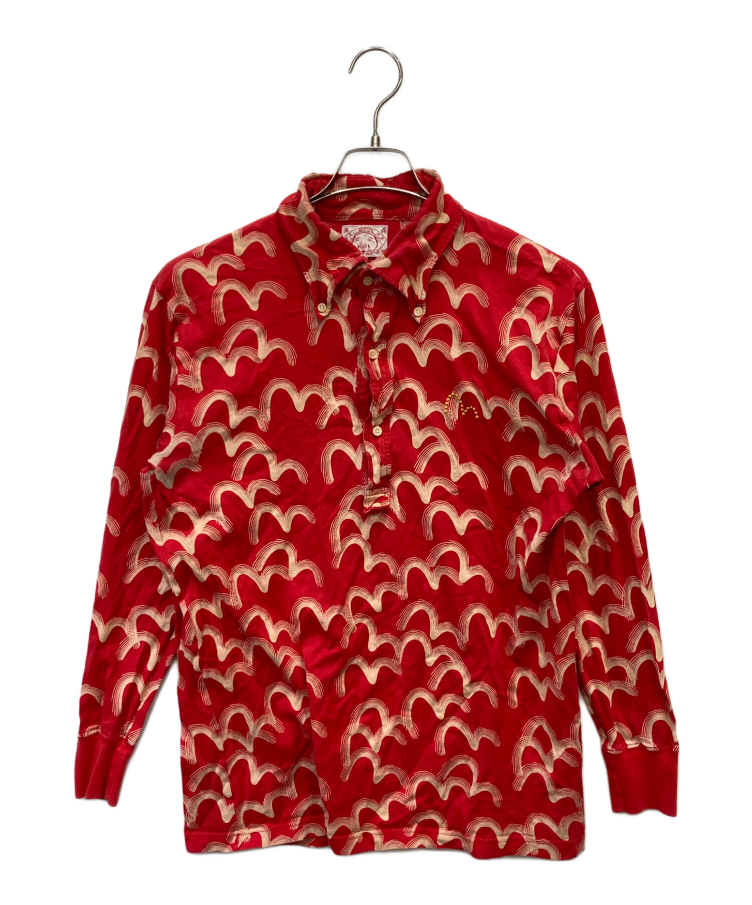 中古・古着通販】EVISU (エヴィス) 長袖ポロシャツ レッド 中古・古着通販】EVISU (エヴィス) 長袖ポロシャツ レッド