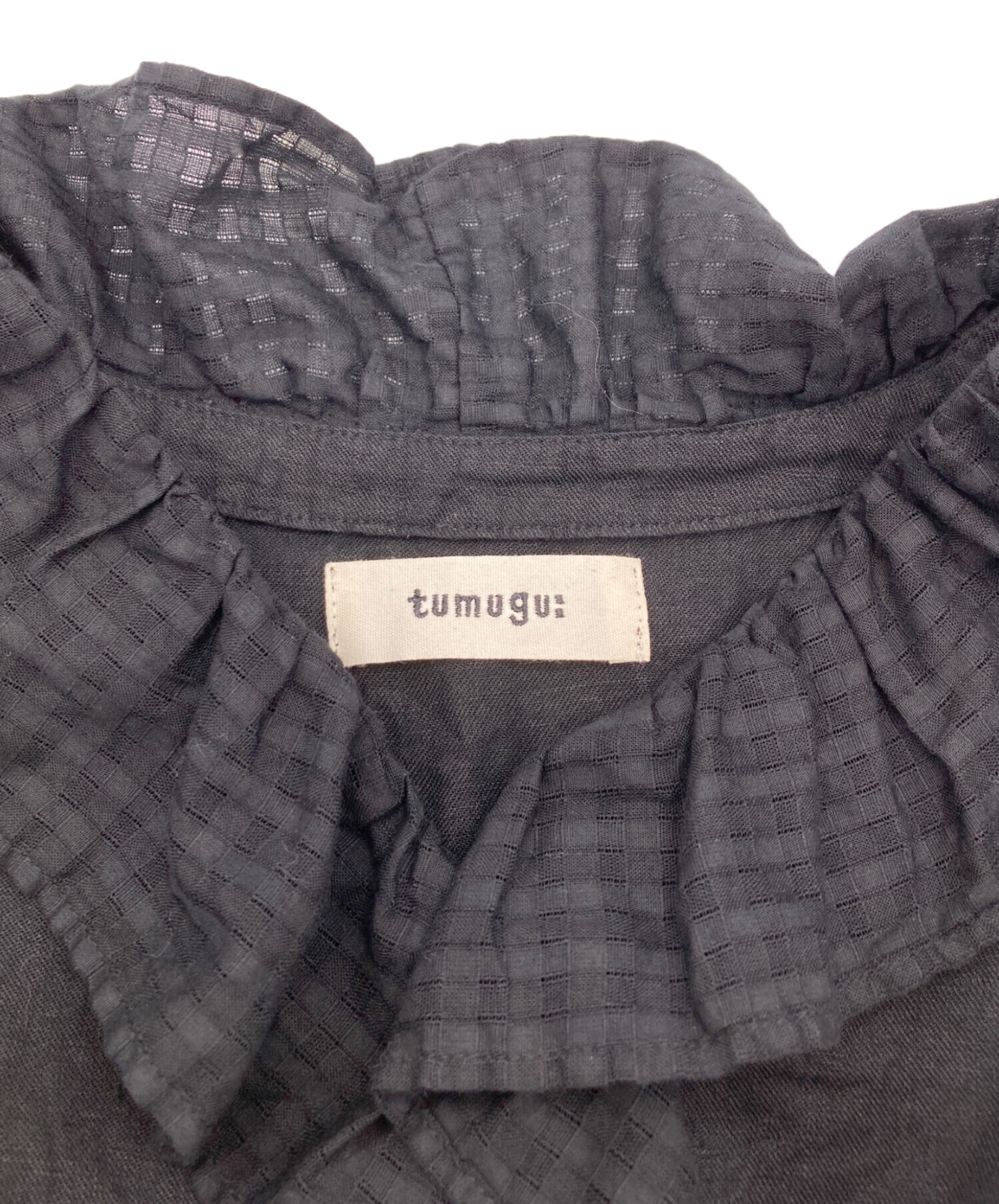 中古・古着通販】tumugu (ツムグ) ソリトリネン フリルブラウス 