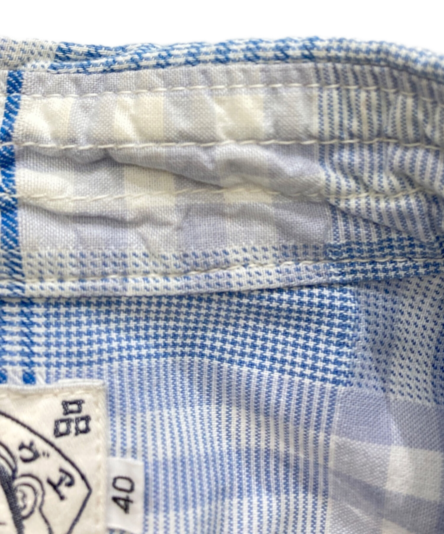 中古・古着通販】EVISU (エヴィス) カモメ刺繍チェックシャツ ブルー