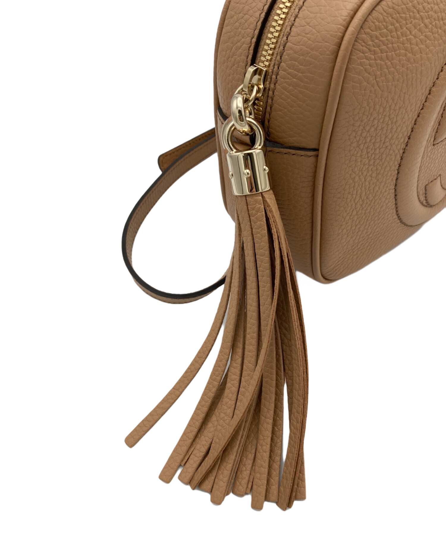 グッチ GUCCI ソーホーショルダーバッグ スモールディスコ ロゴデザイン ベージュ系 茶色系 レザー 308364 斜め掛け レディース 【中古 Bランク】☆送料無料☆ 当店通常価格109,800円 GUCCI - グッチ GUCCI ソーホー ディスコバッグ 308364 ベージュ