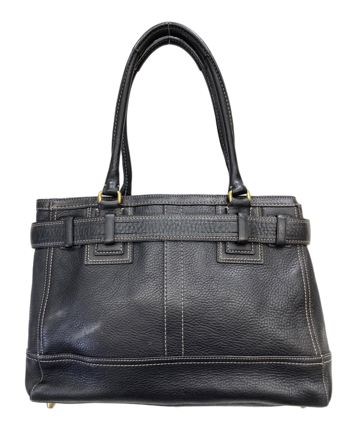 中古・古着通販】COACH (コーチ) レザーハンドバッグ ブラック 