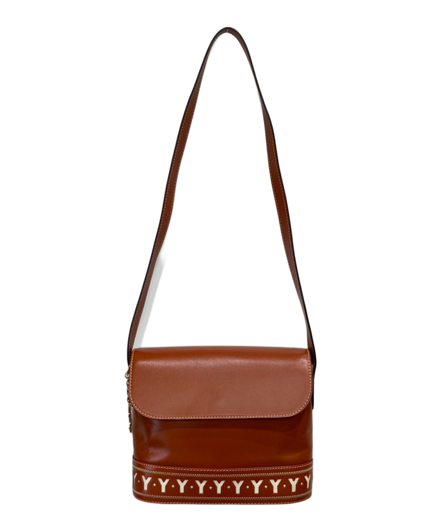 SAINT LAURENT PARIS ショルダーバッグ - 茶 【古着】【中古】 中古・古着通販】Yves Saint Laurent (イヴサンローラン) Yカット