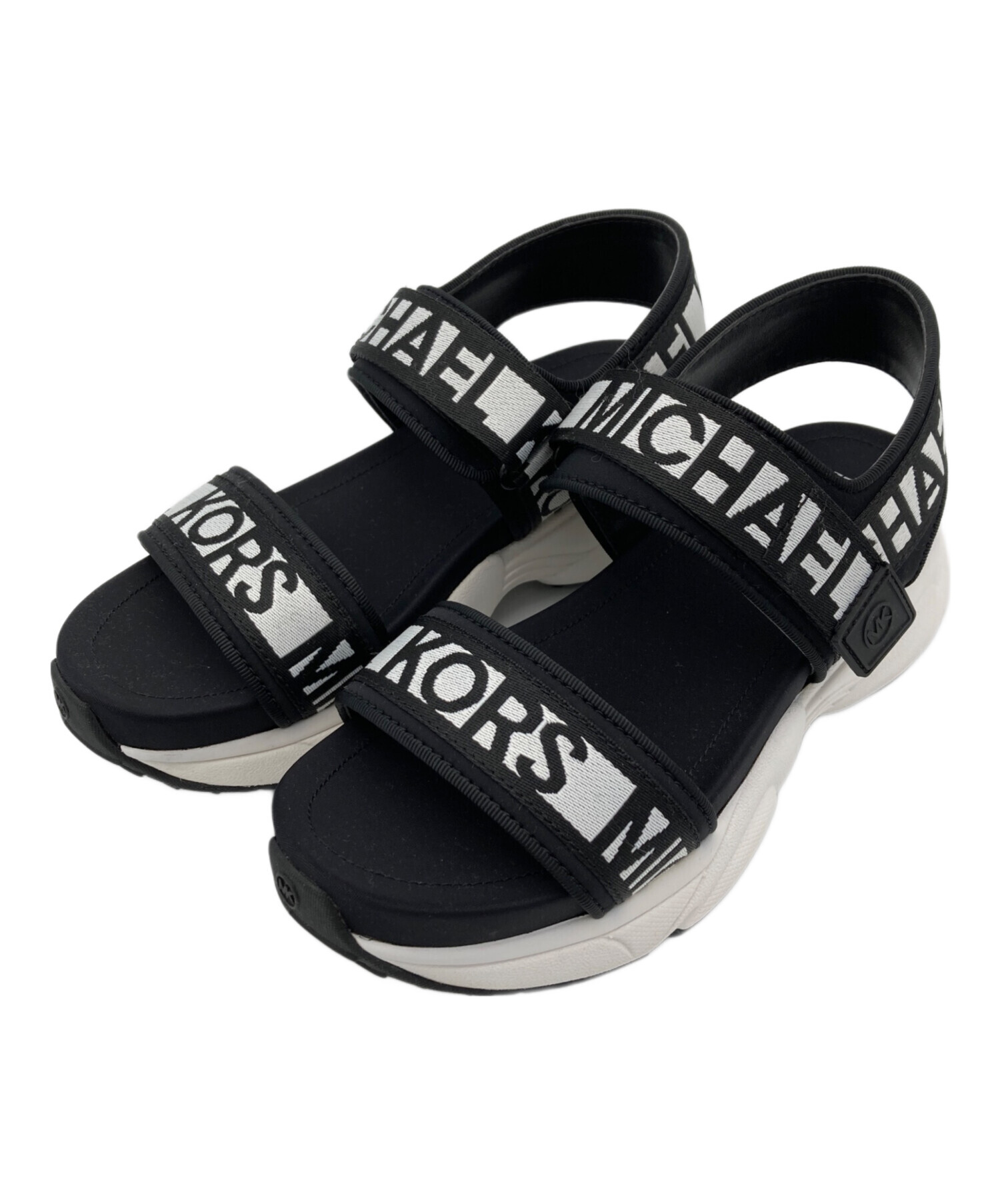 マイケルコース MICHAELKORS ウエッジソールサンダル黒　新品 23.5 中古・古着通販】MICHAEL KORS (マイケル・コース) サンダル ブラック