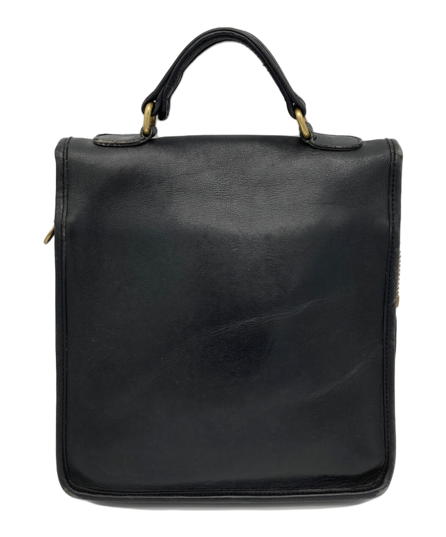 【人気商品中古】COACH ブラック レザー ビジネスバッグ 中古・古着通販】COACH (コーチ) レザーハンドバッグ ブラック