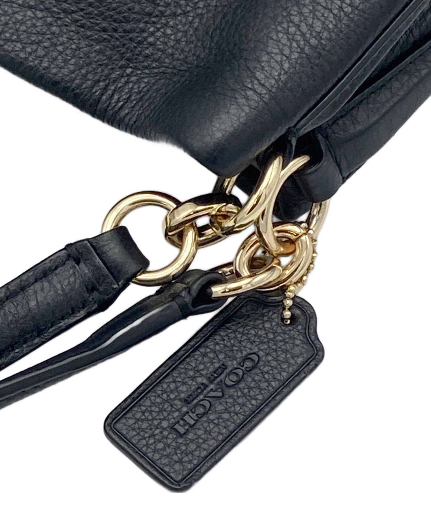 【未使用】トートバッグ　coach レザー　ブラック 中古・古着通販】COACH (コーチ) レザートートバッグ ブラック