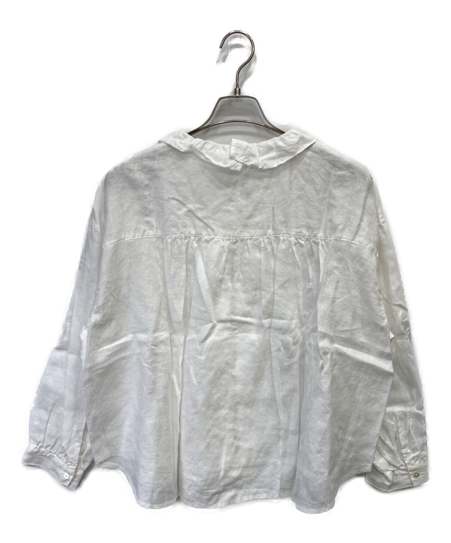 中古・古着通販】tumugu (ツムグ) ロイヤルリネンフリルブラウス