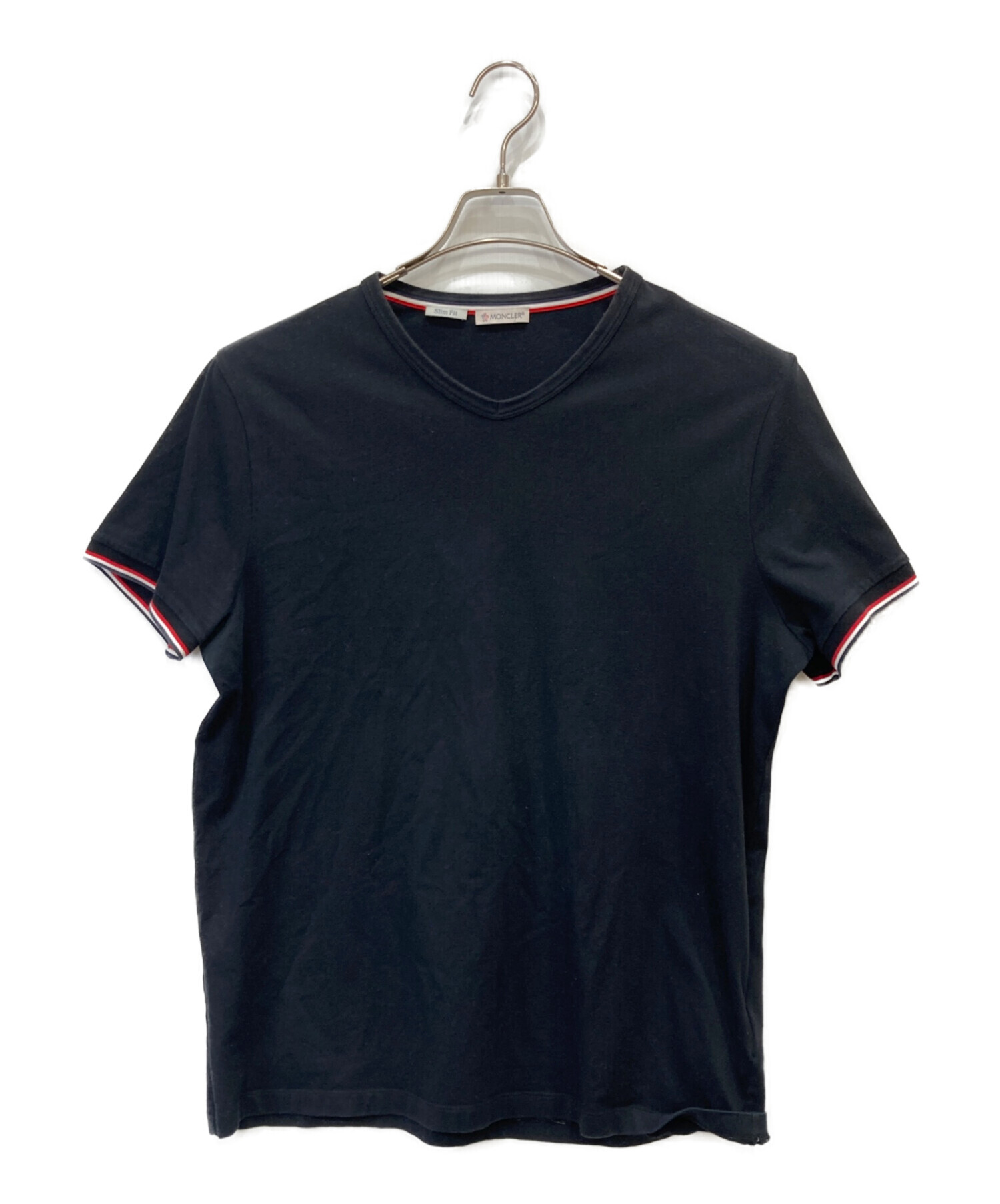 中古・古着通販】MONCLER (モンクレール) VネックTシャツ ブラック 