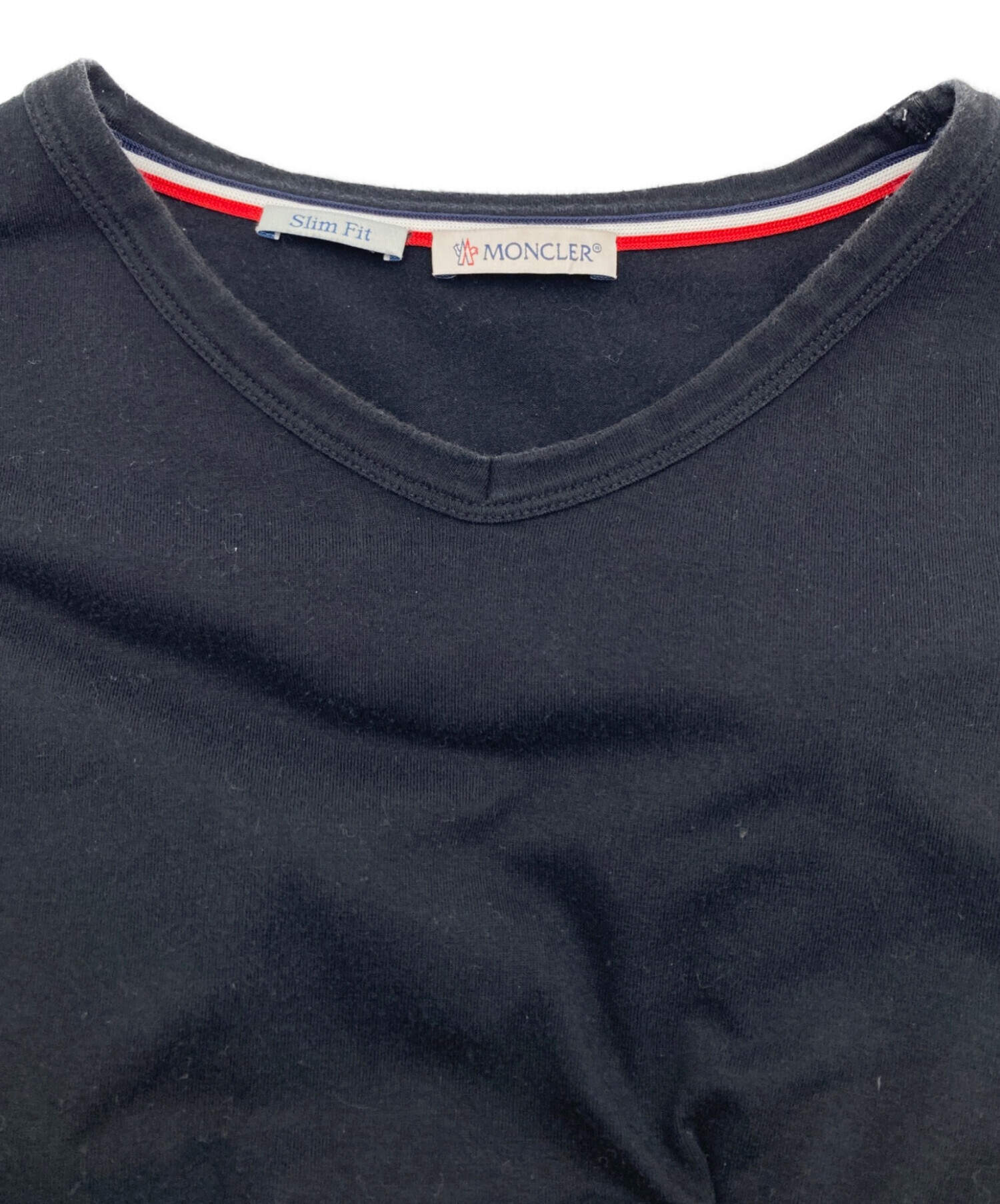 中古・古着通販】MONCLER (モンクレール) VネックTシャツ ブラック 