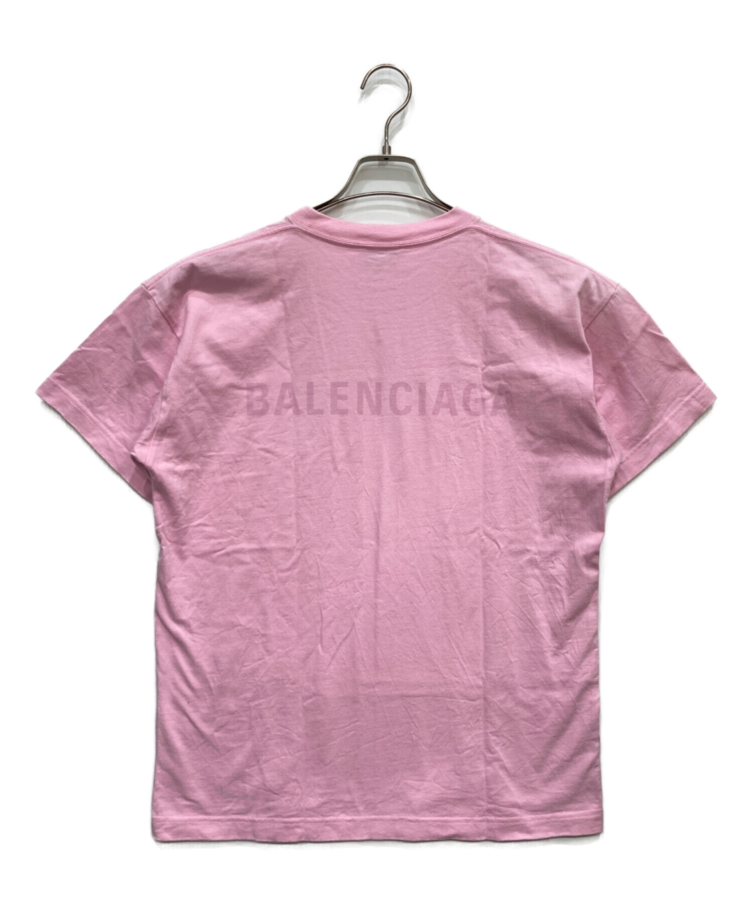 BALENCIAGA ピンク Tシャツ 中古・古着通販】BALENCIAGA (バレンシアガ) ラージフィットロゴT
