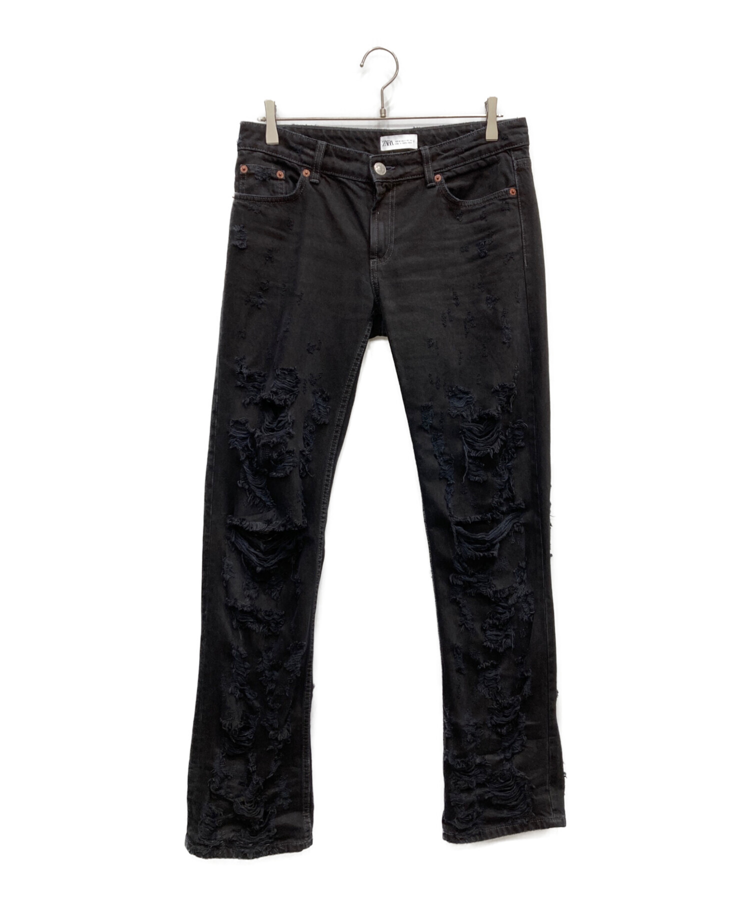 中古・古着通販】ZARA (ザラ) クラッシュ加工フレアデニムパンツ 