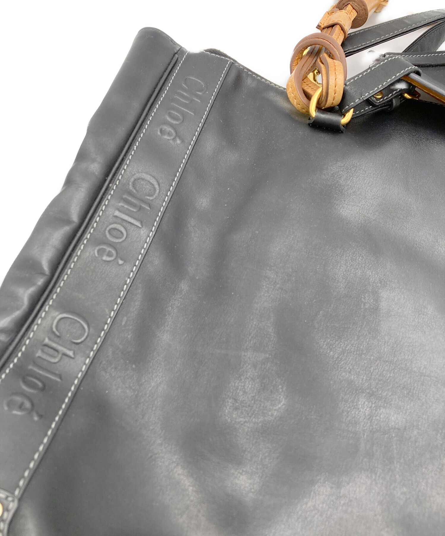 中古・古着通販】Chloe (クロエ) レザーハンドバッグ ブラック