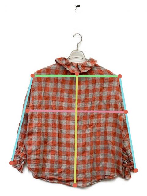 中古・古着通販】tumugu (ツムグ) リネンギンガムチェック起毛フリル 