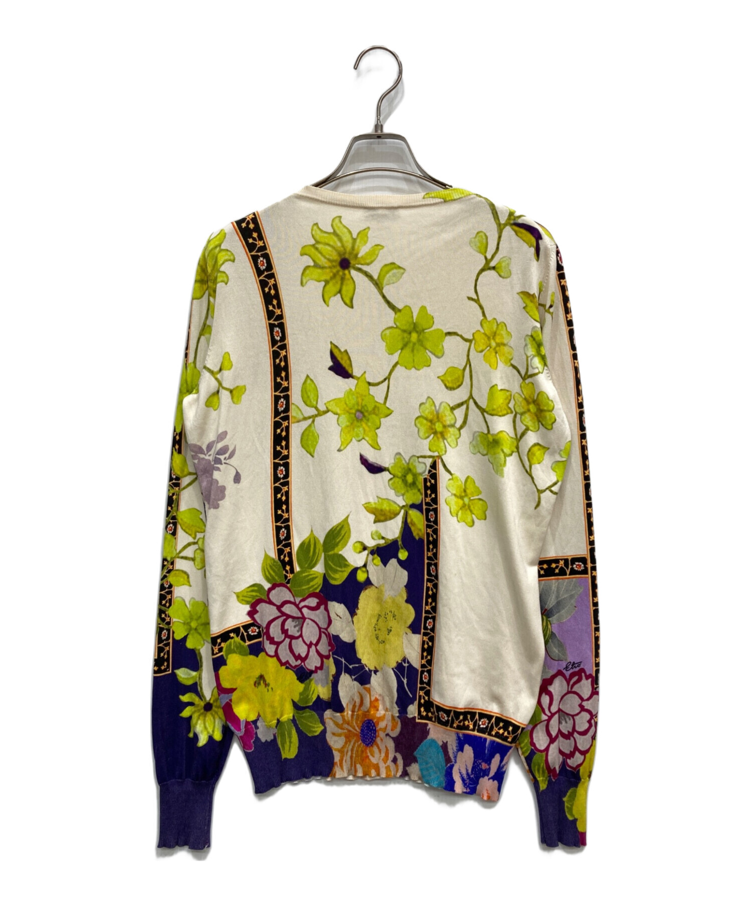 【極美品】ETRO エトロ カーディガン シルク カシミヤ 中古・古着通販】ETRO (エトロ) シルク混総柄カーディガン アイボリー