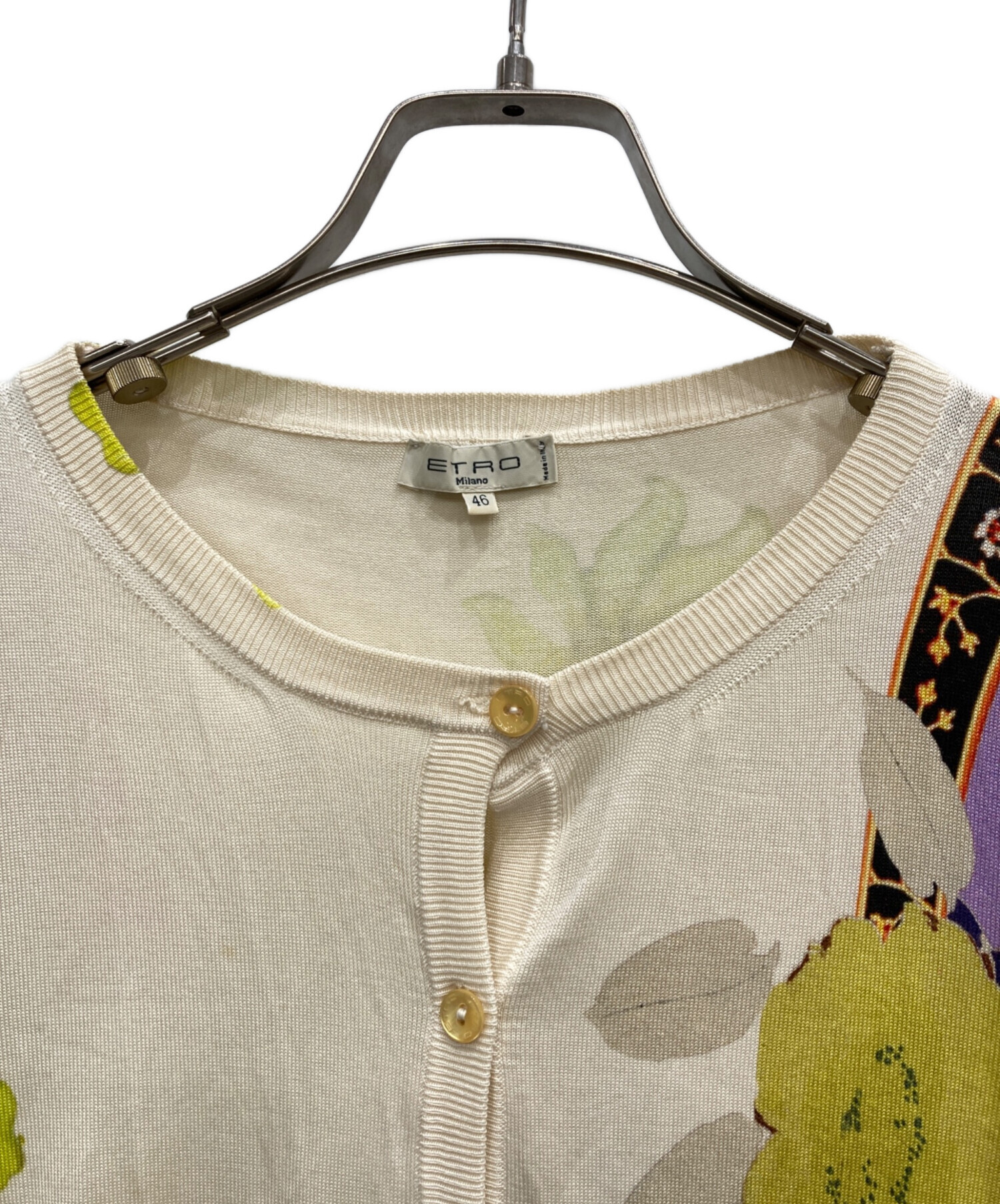 中古・古着通販】ETRO (エトロ) シルク混総柄カーディガン アイボリー