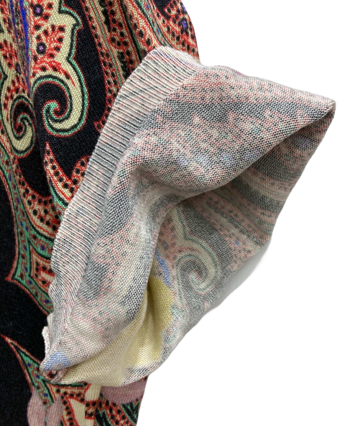 中古・古着通販】ETRO (エトロ) シルク混総柄半袖ニット アイボリー