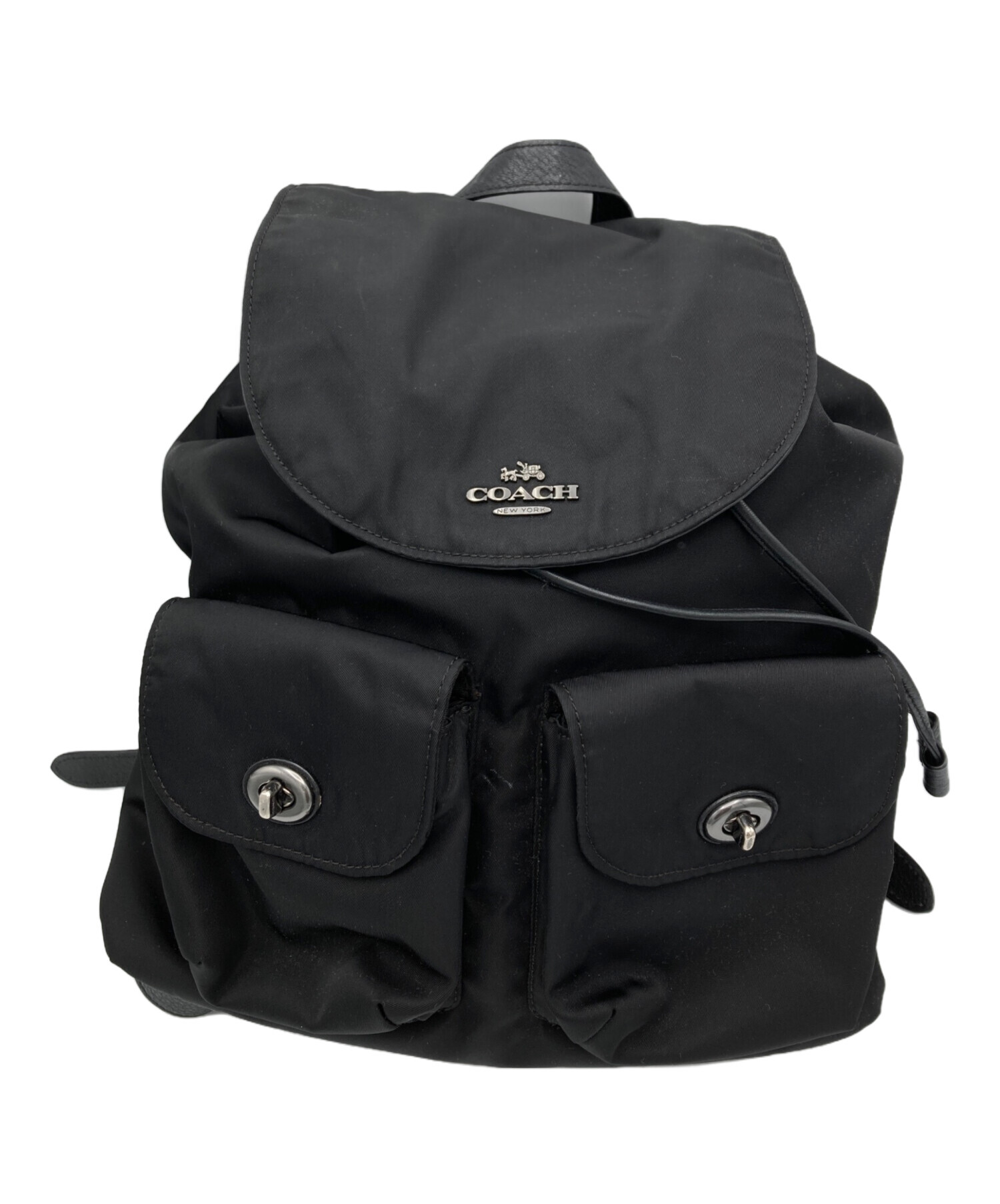 中古・古着通販】COACH (コーチ) ターンロック巾着リュック ブラック