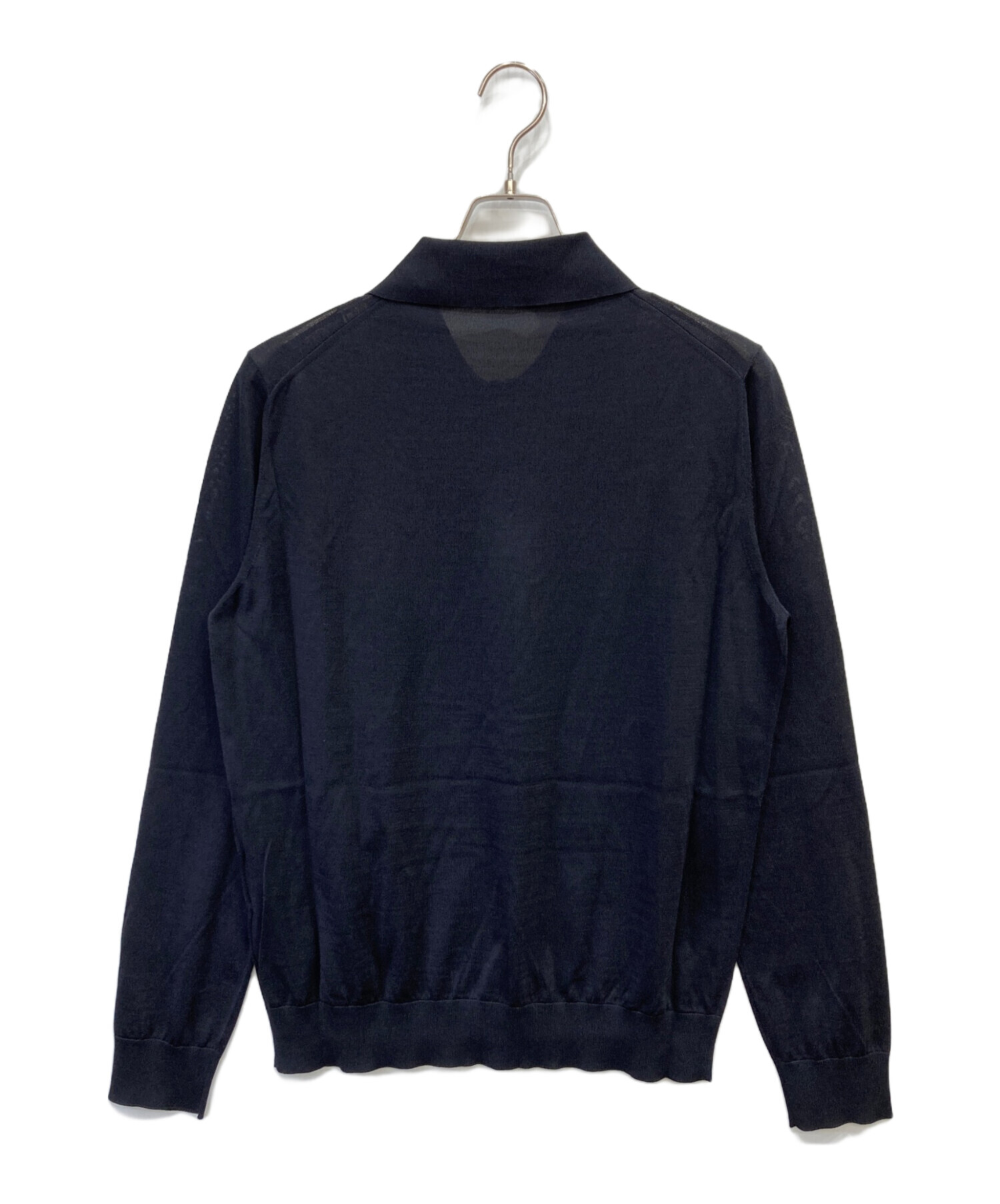 中古・古着通販】PRADA (プラダ) シルク混ニットポロシャツ ネイビー