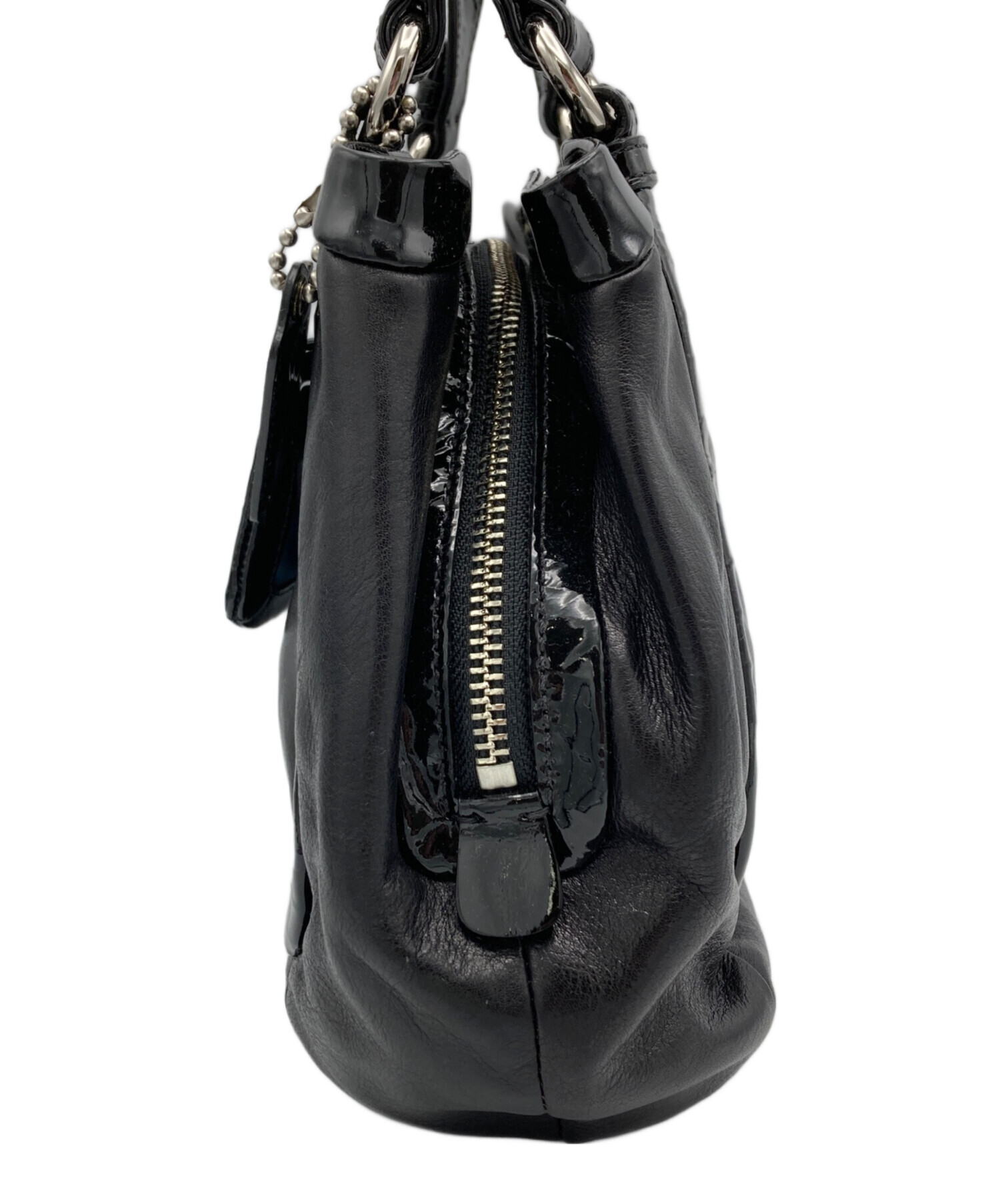 中古・古着通販】COACH (コーチ) エナメルハンドバッグ ブラック