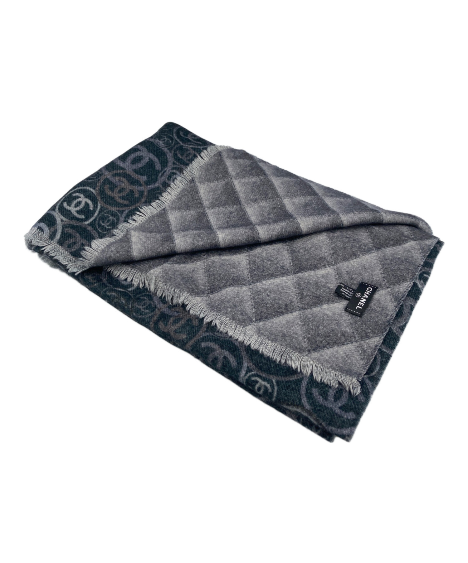 【未使用】CHANEL大判ストール　グレー　カシミヤ 中古・古着通販】CHANEL (シャネル) 大判カシミヤストール グレー