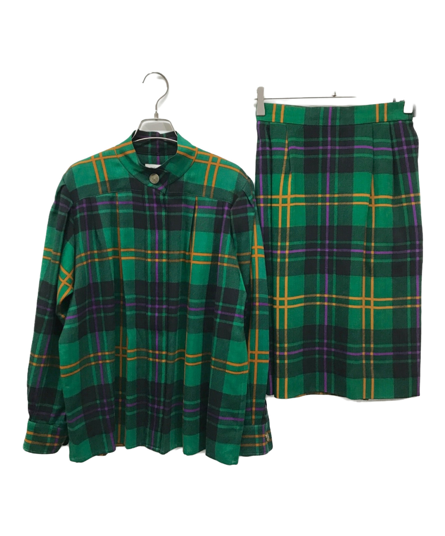 中古・古着通販】Yves Saint Laurent チェックウール スカート 中古・古着通販】Yves Saint Laurent チェックウール スカート