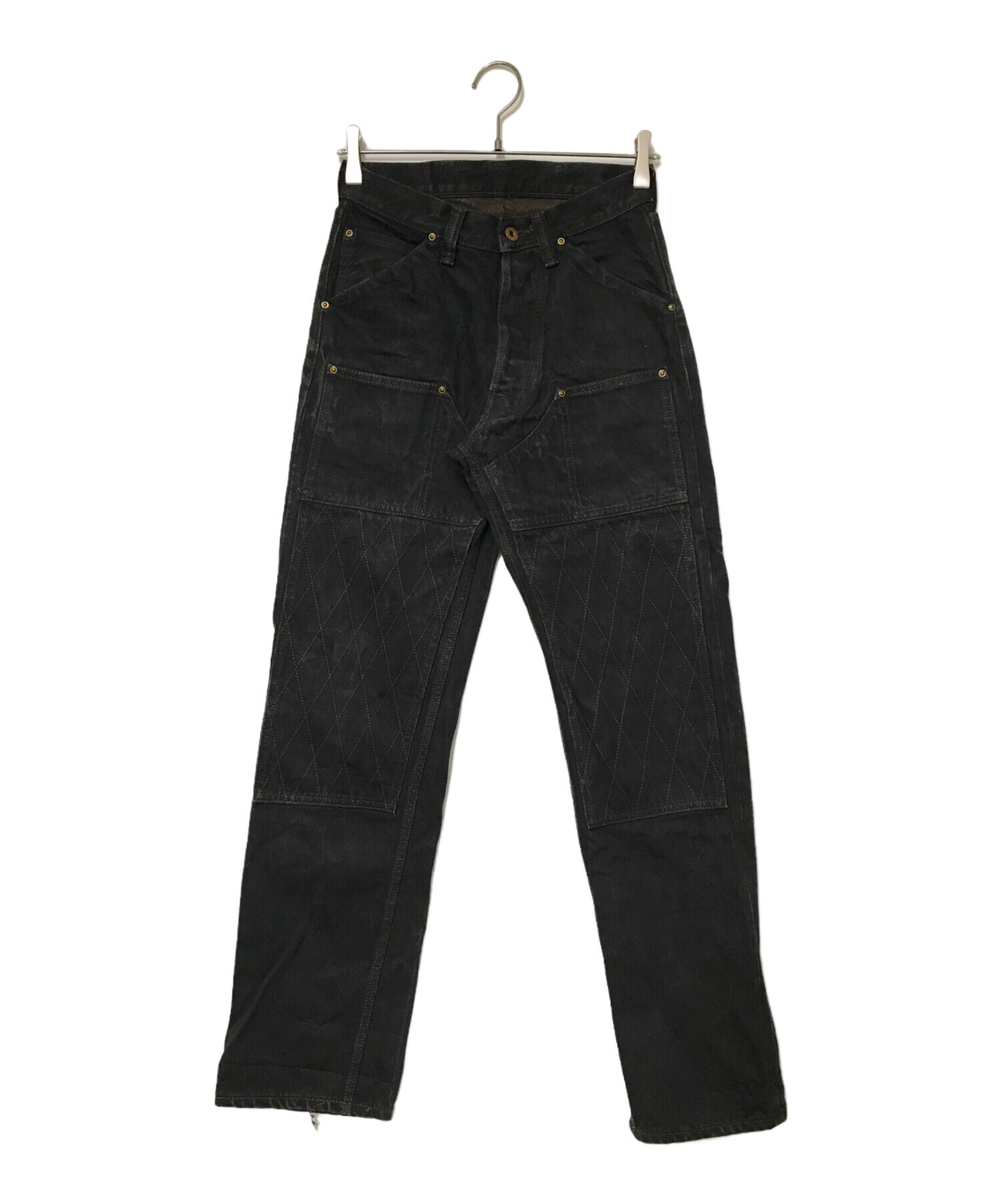 TROPHY CLOTHING ダブルニーデニムパンツ　ブラック TROPHY CLOTHING トロフィークロージングダブルニーブラックデニム