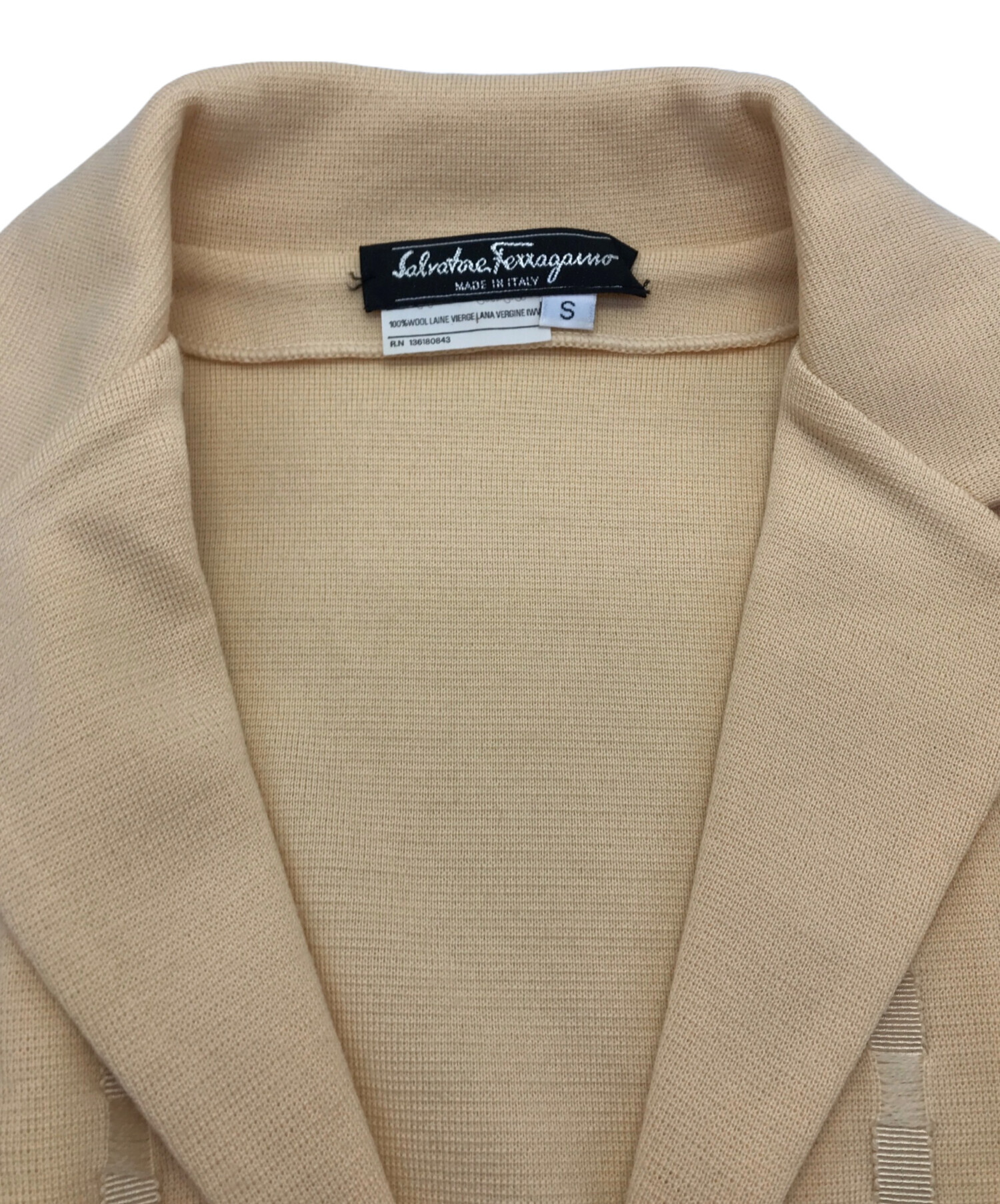 Salvatore Ferragamo ベージュ　麻、ジャケット未使用52 LA4298 サルヴァトーレフェラガモ シルク リネンジャケット ベージュ S