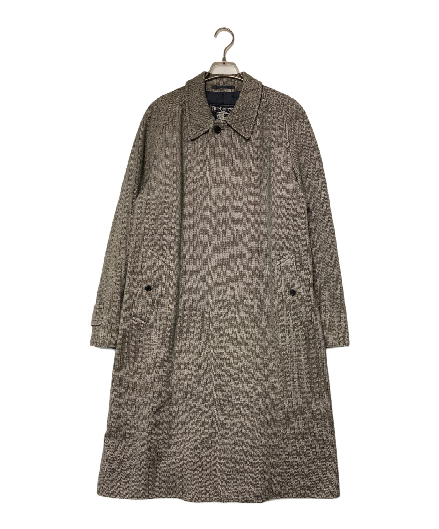 バーバリーズ ステンカラーコート ヘリンボーン カシミヤ ウール グレー 中古・古着通販】Burberry's (バーバリーズ) カシミヤウール