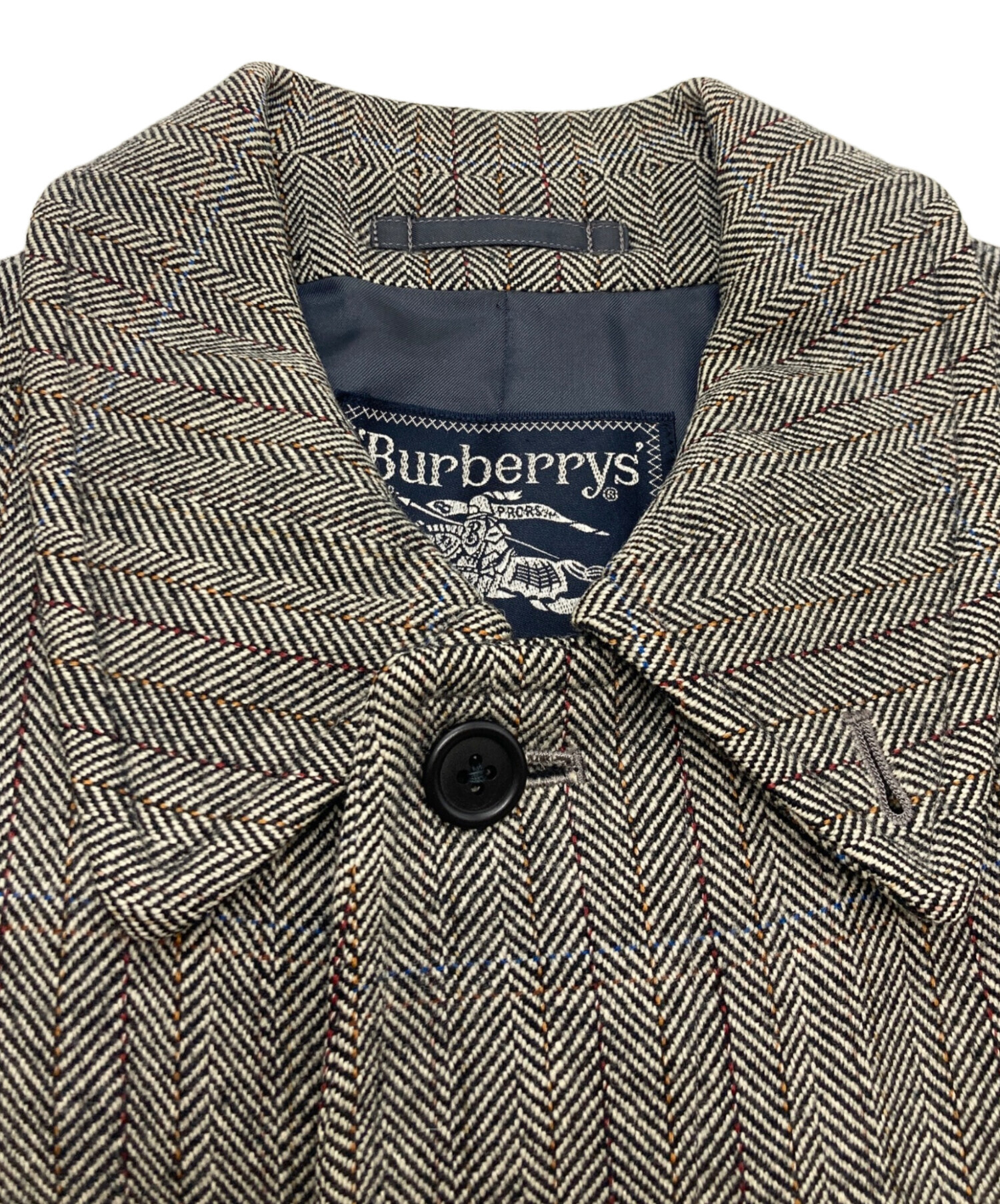 バーバリーズ ステンカラーコート ヘリンボーン カシミヤ ウール グレー 中古・古着通販】Burberry's (バーバリーズ) カシミヤウール