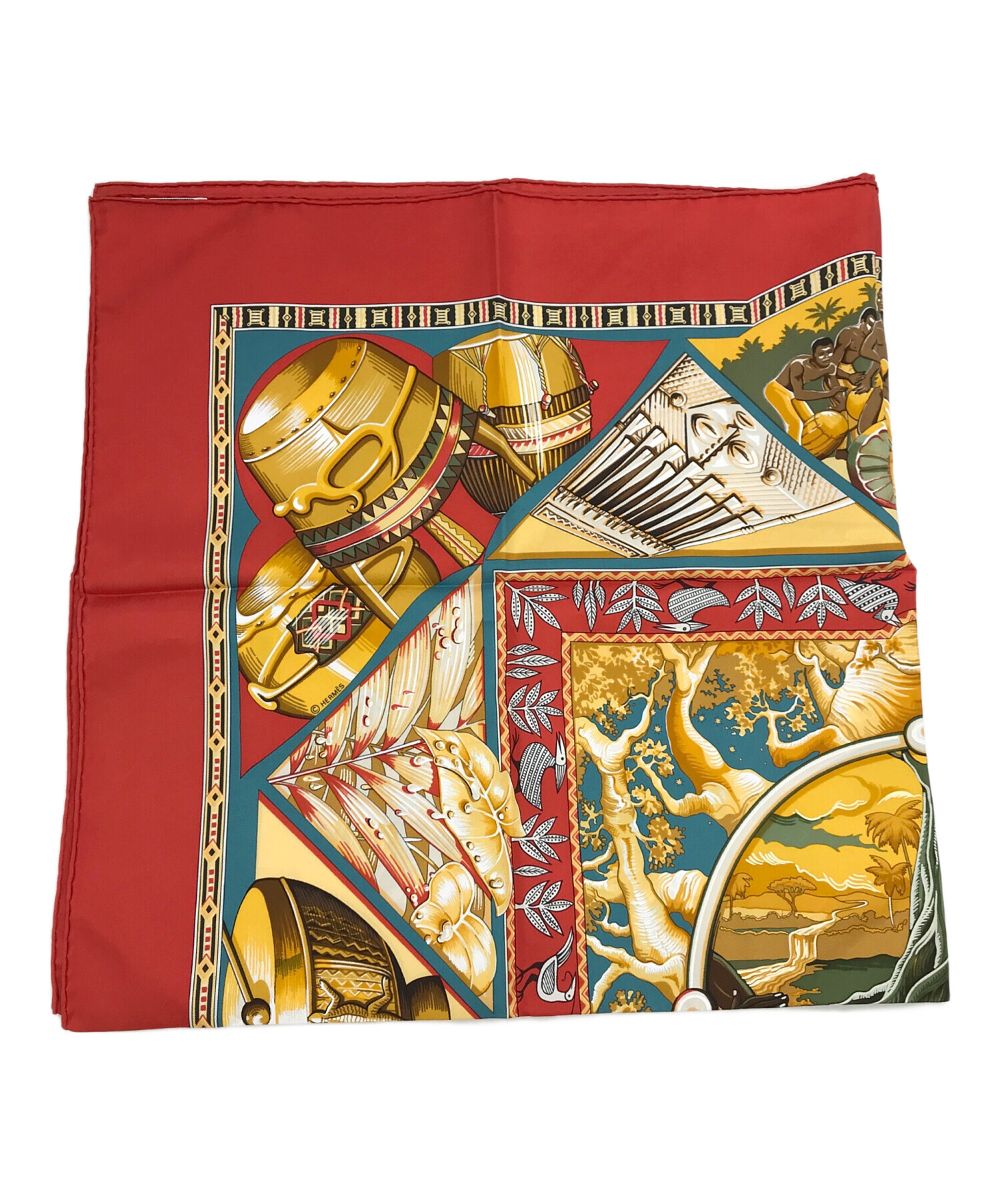 エルメス カレ90 Au Son du Tam Tam タムタムの音に合わ