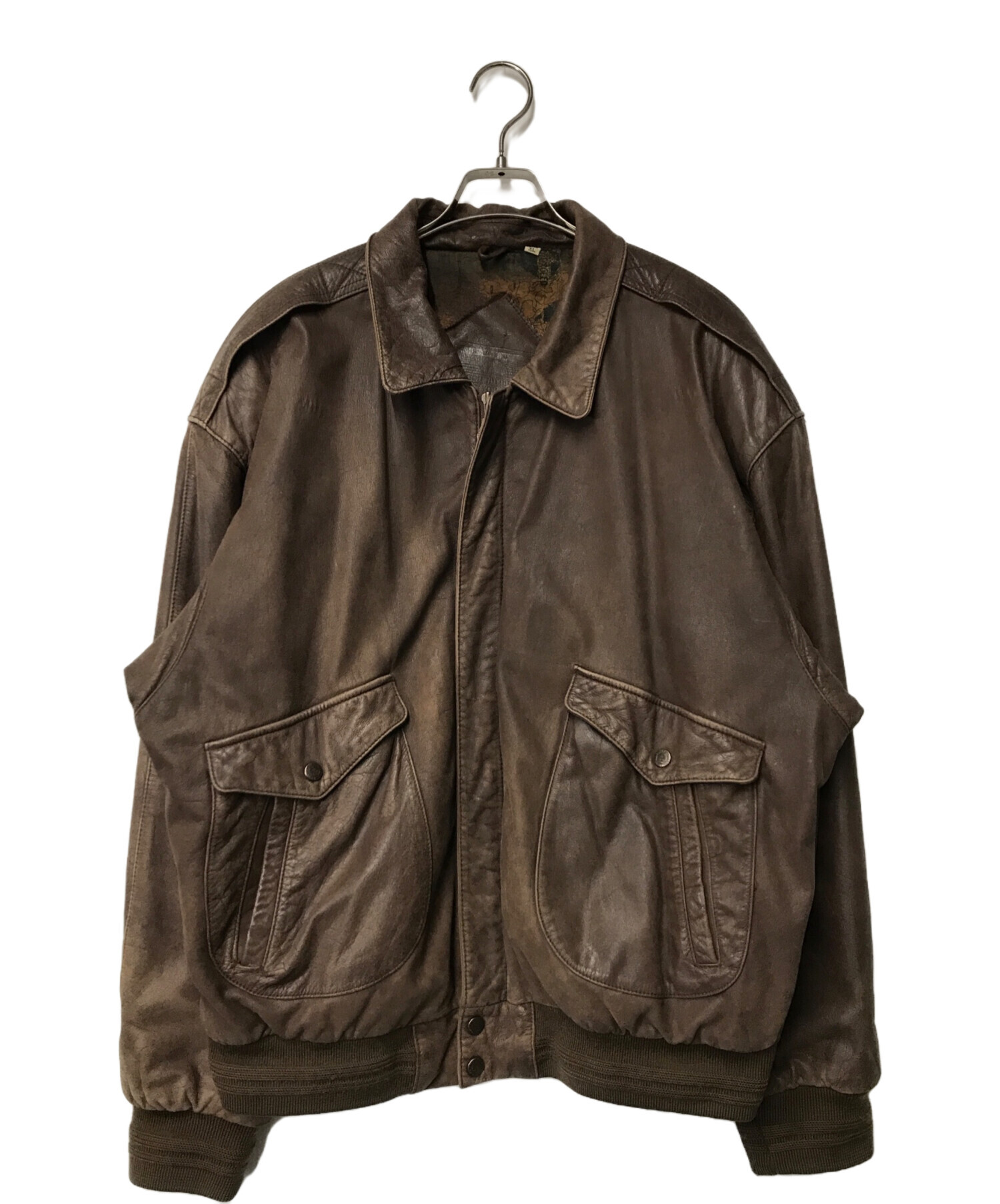 ROUNDTREE&YORKE レザージャケット Mサイズ ブラウン 中古・古着通販】ROUNDTREE&YORKE (ROUNDTREE＆YORKE) レザー