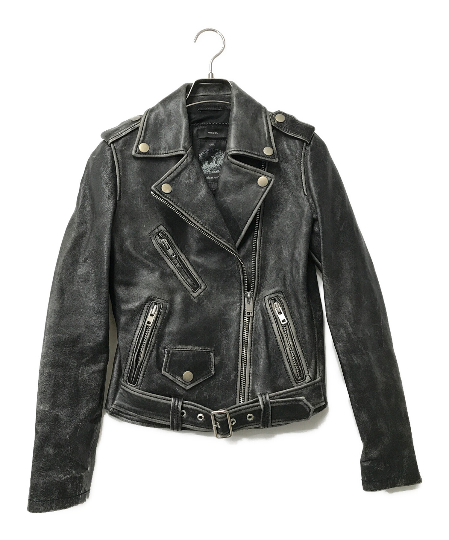 DIESEL ブラックレザーライダースジャケット DIESEL ブラックレザージャケット(サイズXS）