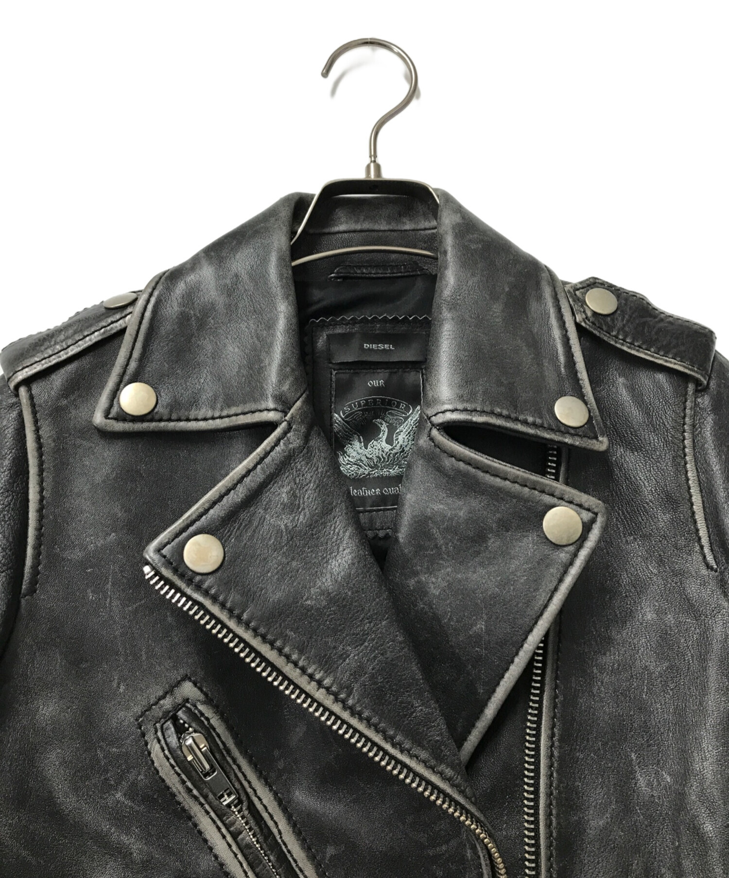 中古・古着通販】DIESEL (ディーゼル) レザーダブルライダース 