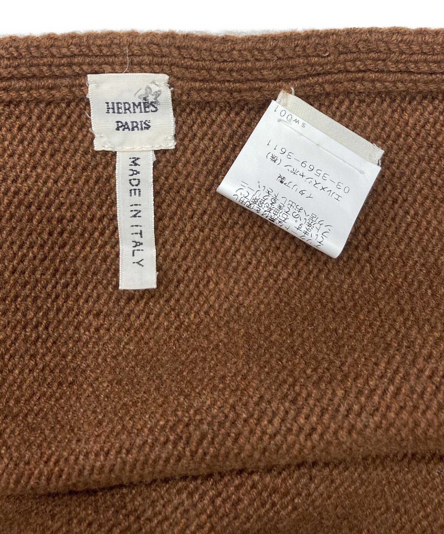 中古・古着通販】HERMES (エルメス) カシミアマフラー ブラウン