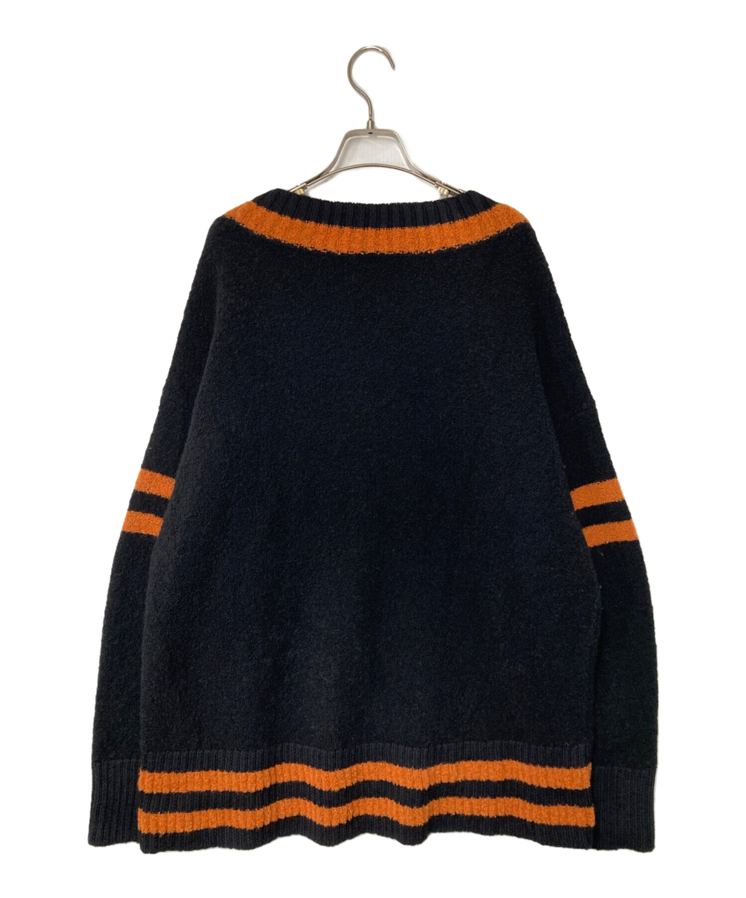 中古・古着通販】jieda (ジエダ) OVER V-NECK KNIT ブラック×オレンジ 