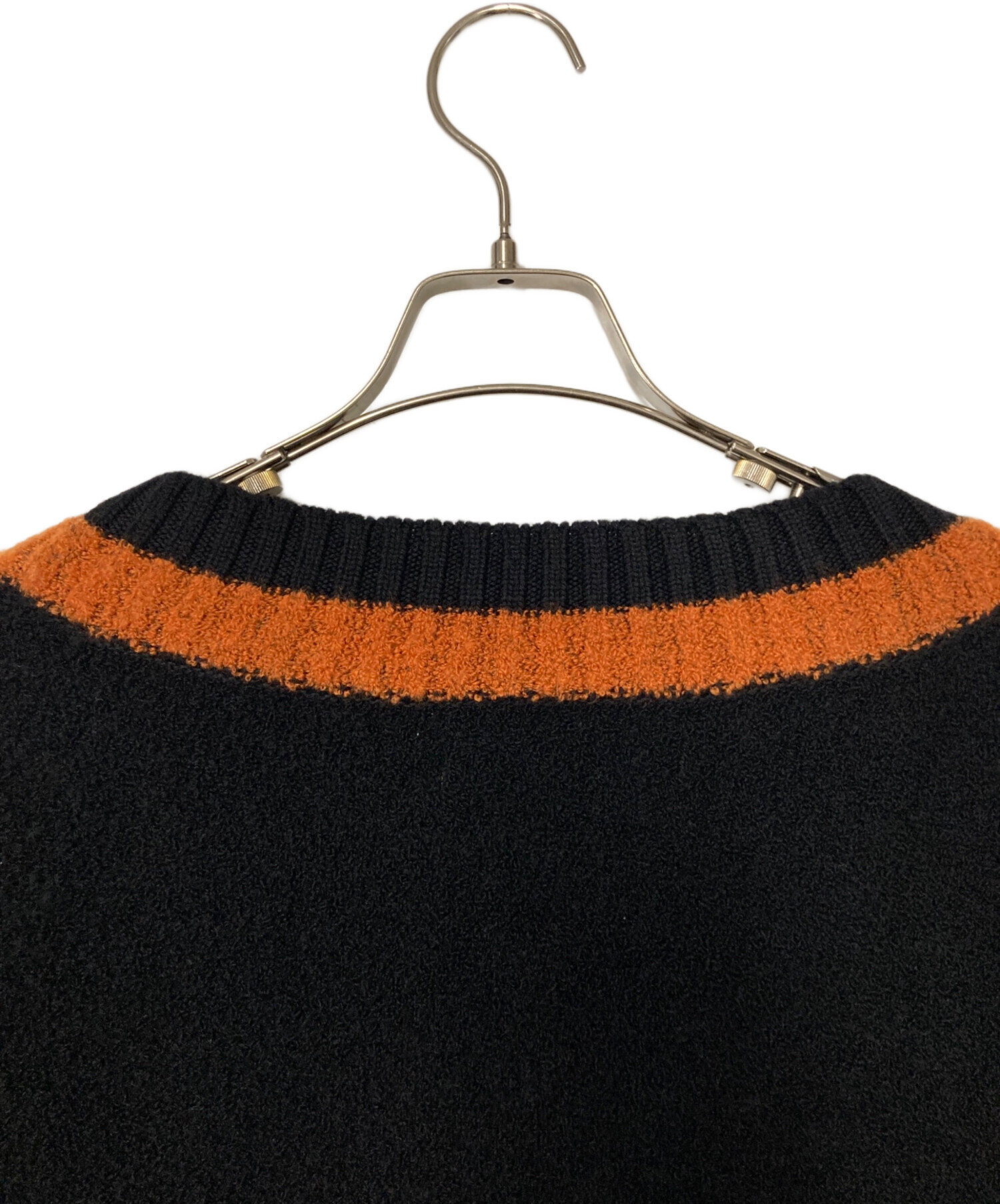 中古・古着通販】jieda (ジエダ) OVER V-NECK KNIT ブラック×オレンジ 